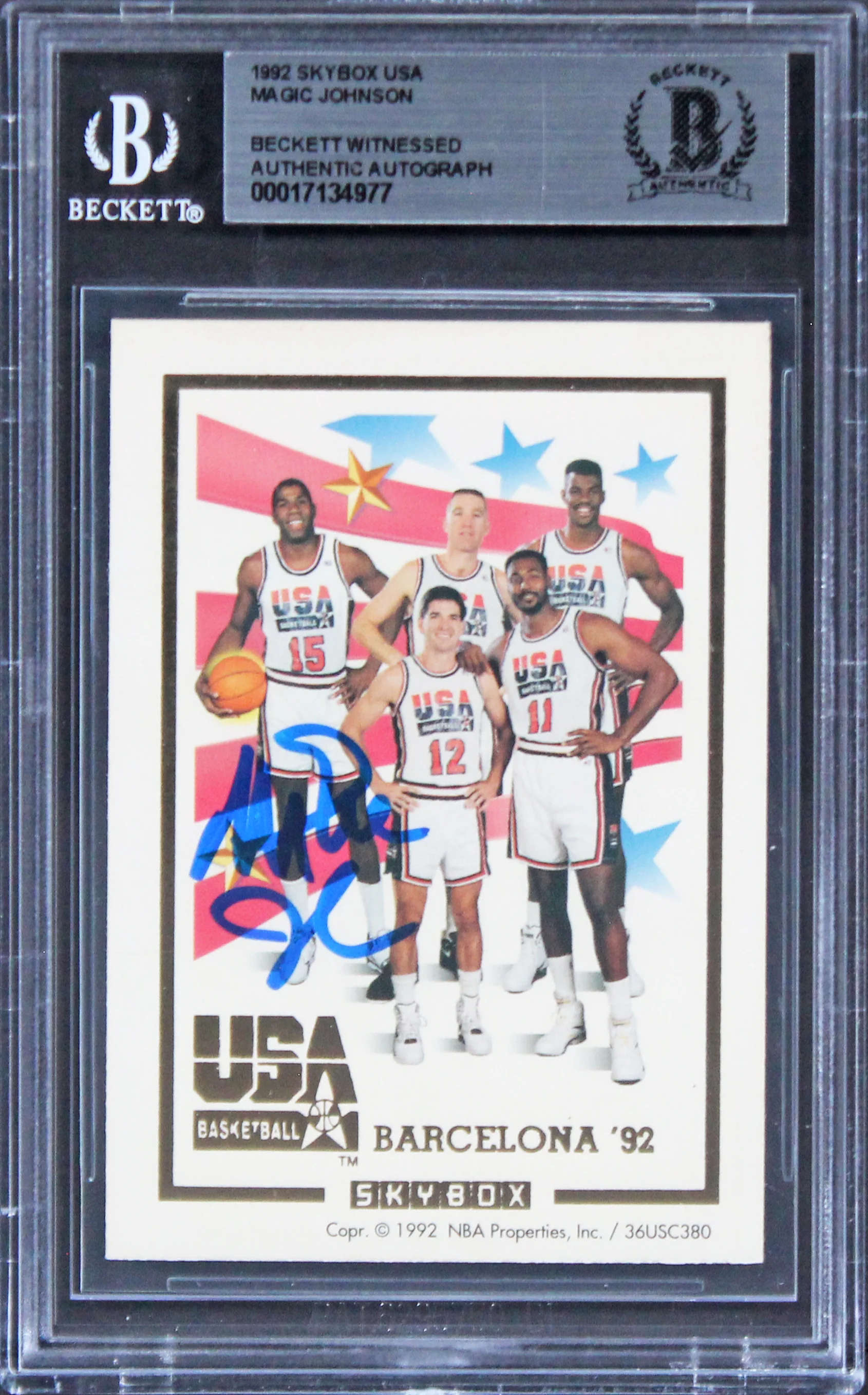 Lakers Magic Johnson Authentic Signed 1992 Skybox USA Card BAS Slabbed - Image 2