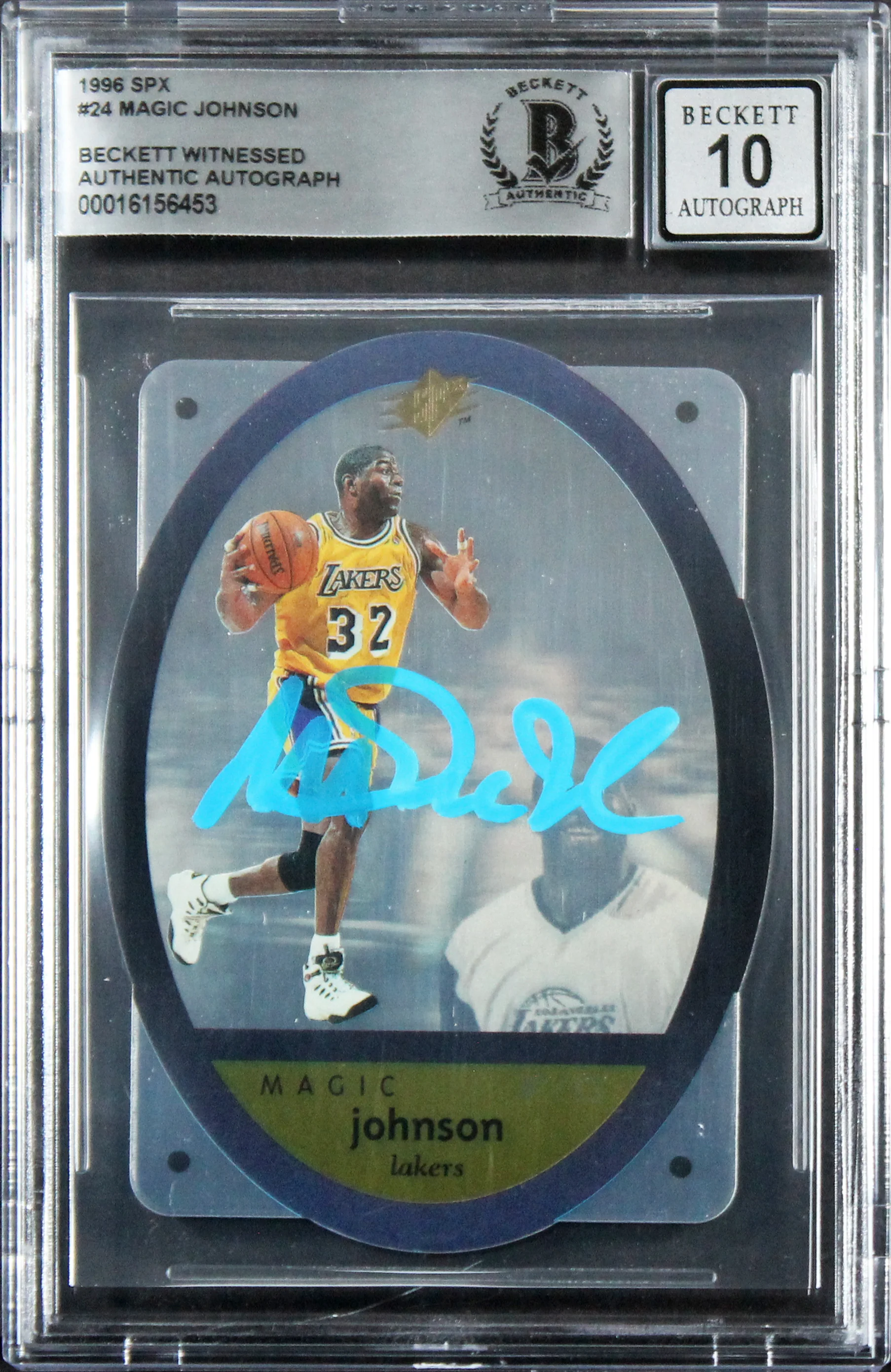 Lakers Magic Johnson Authentic Signed 1996 SPX #24 Card Auto 10! BAS Slabbed - Image 2