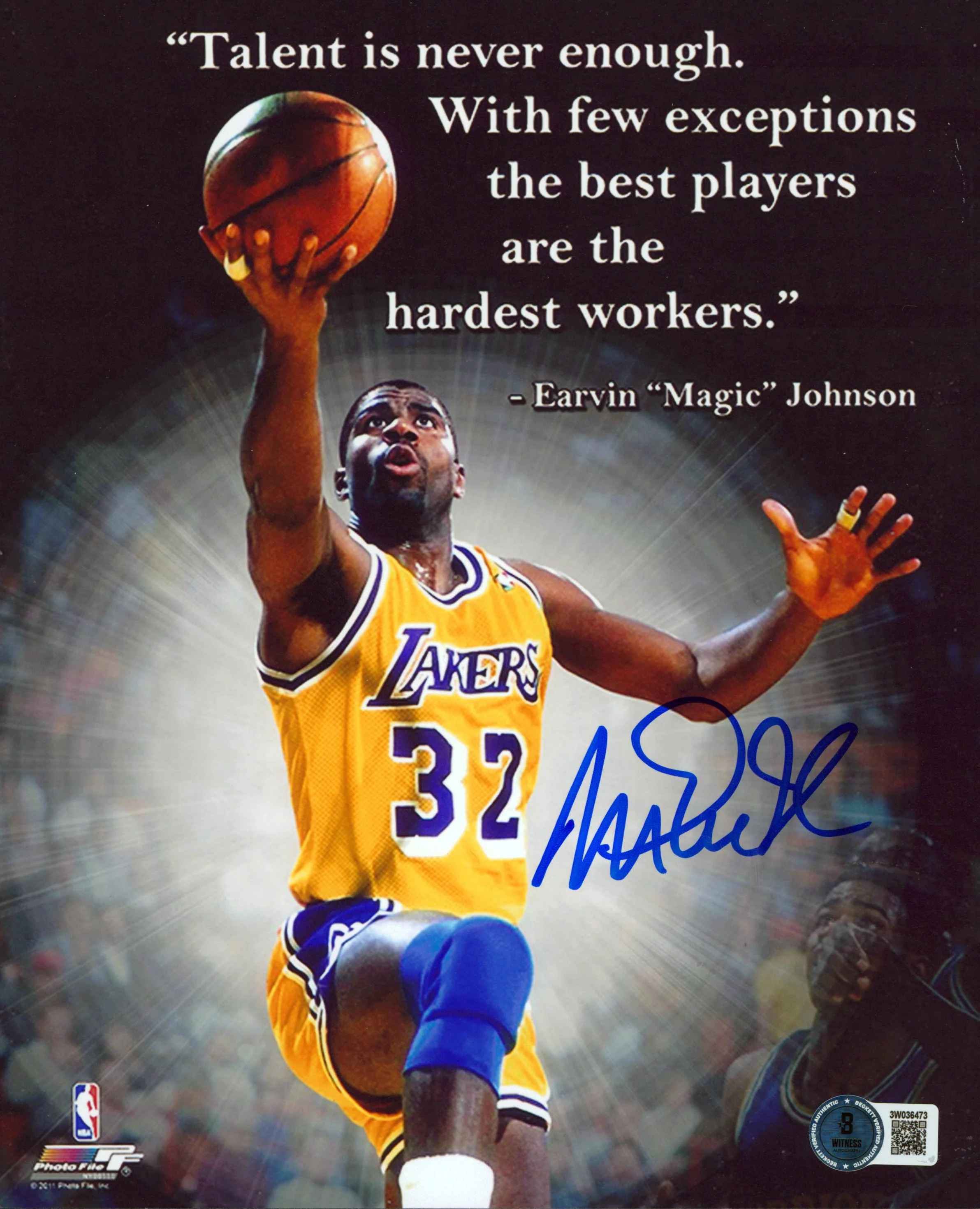 Lakers Magic Johnson Authentic Signed 8x10 Vertical Quote Photo BAS Witnessed 2 - Image 2