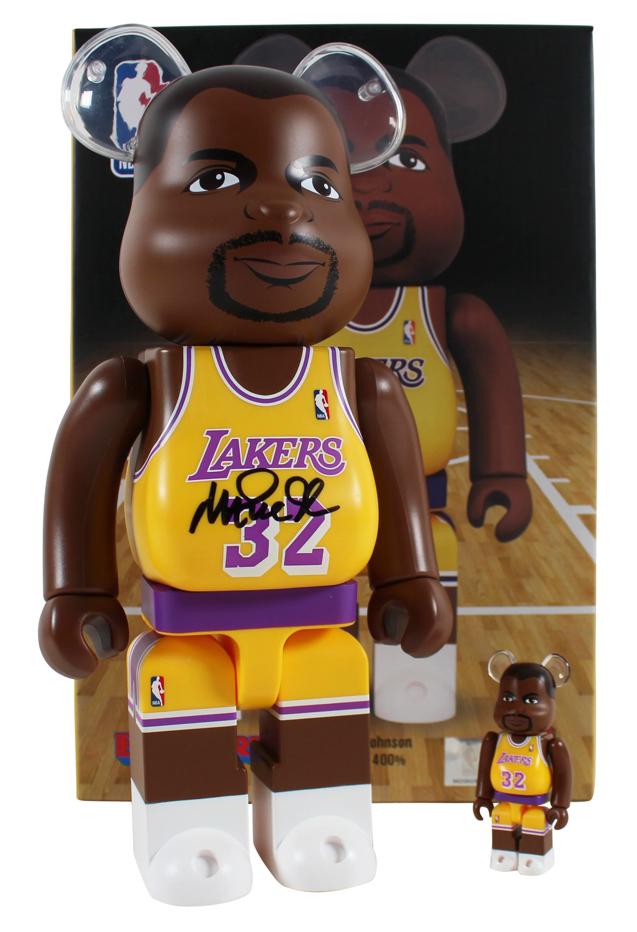 Lakers Magic Johnson Authentic Signed Bearbrick Be@rbrick Boxset 2pcs BAS Wit - Image 4