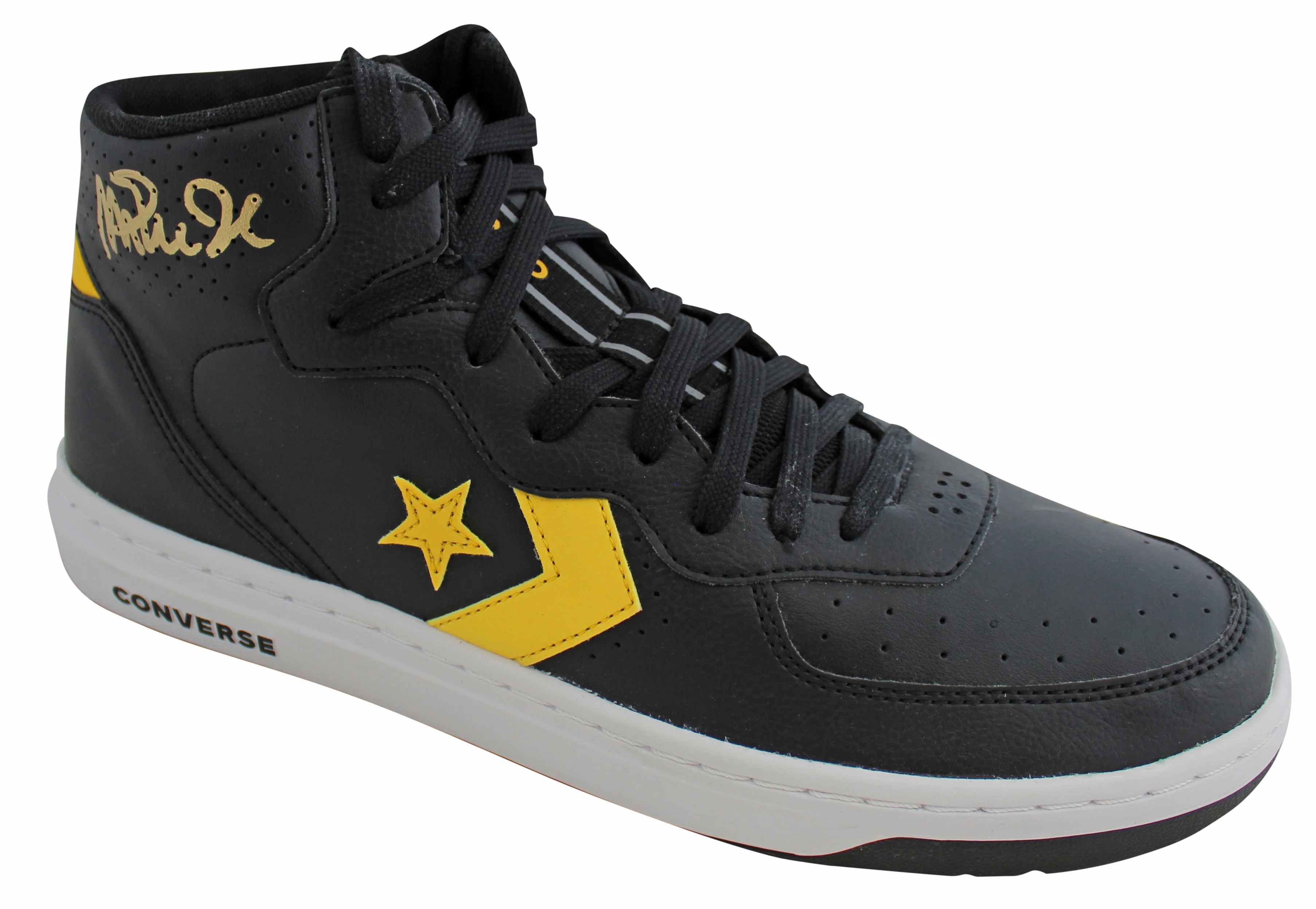 Lakers Magic Johnson Authentic Signed Right Black Converse Weapon Shoe BAS Wit - Image 4