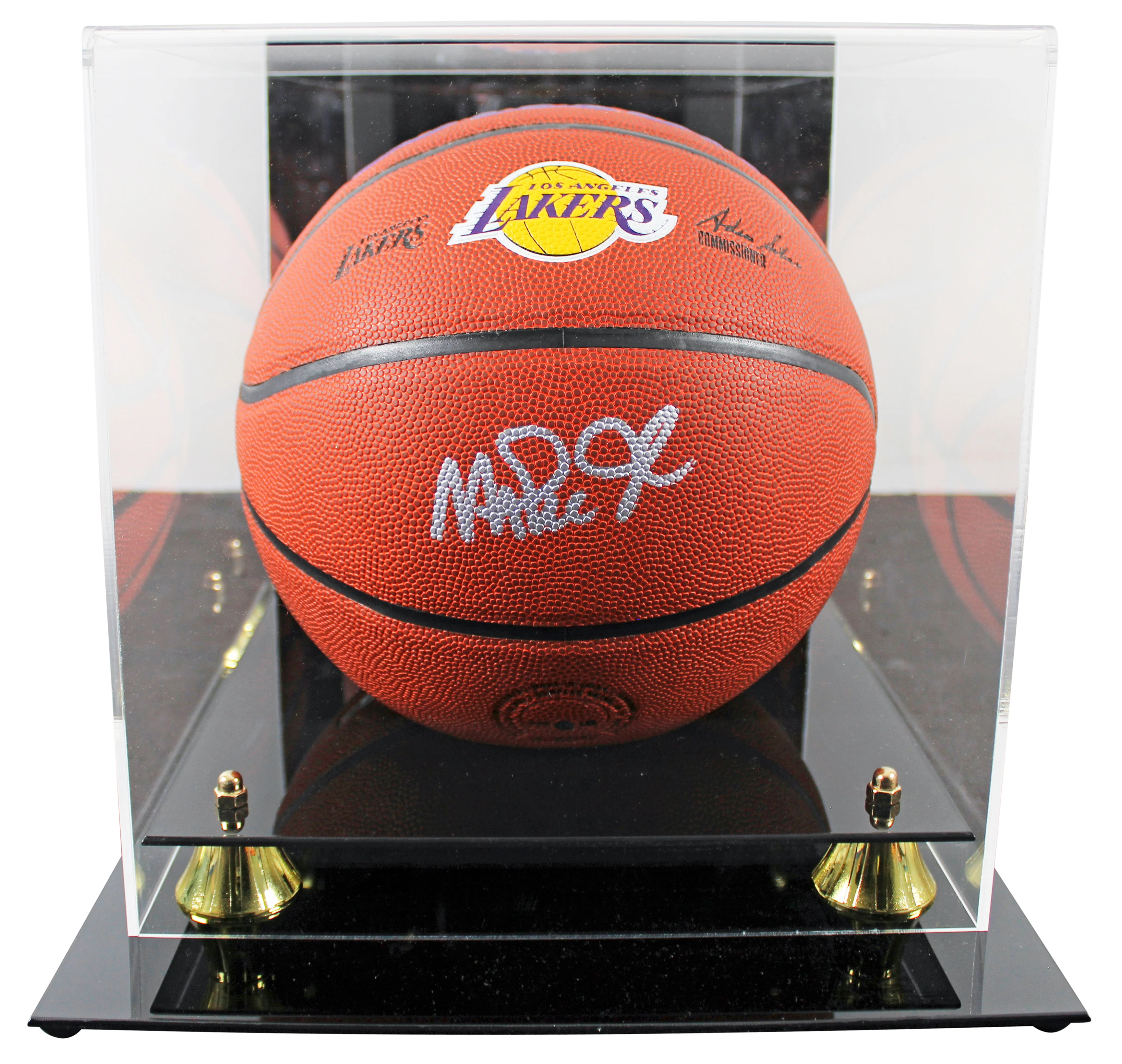 Lakers Magic Johnson Authentic Signed Wilson Logo Basketball w/ Case BAS Witness - Image 2