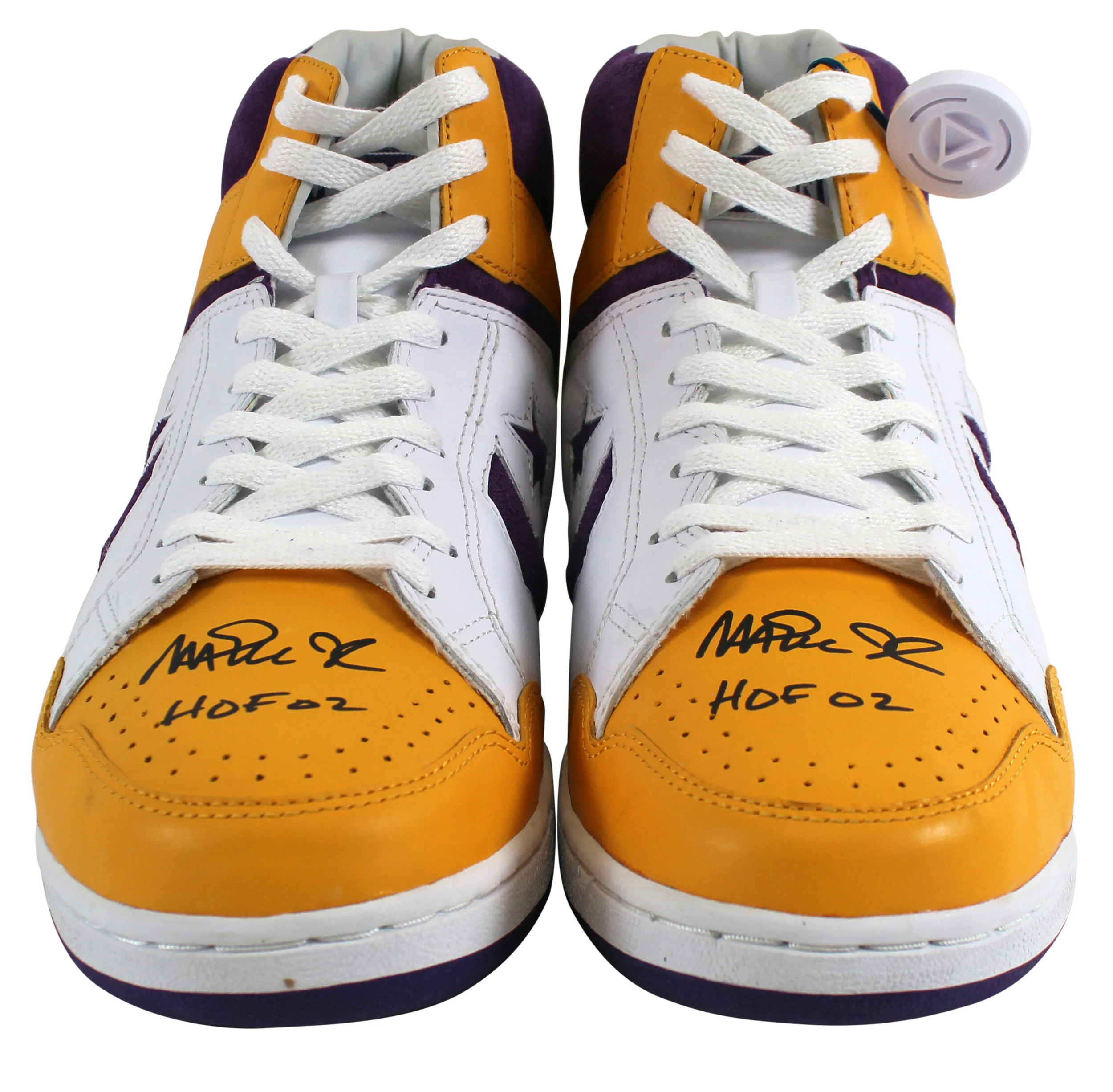 Lakers Magic Johnson "HOF 02" Authentic Signed Converse Weapon Shoes BAS Witness - Image 5