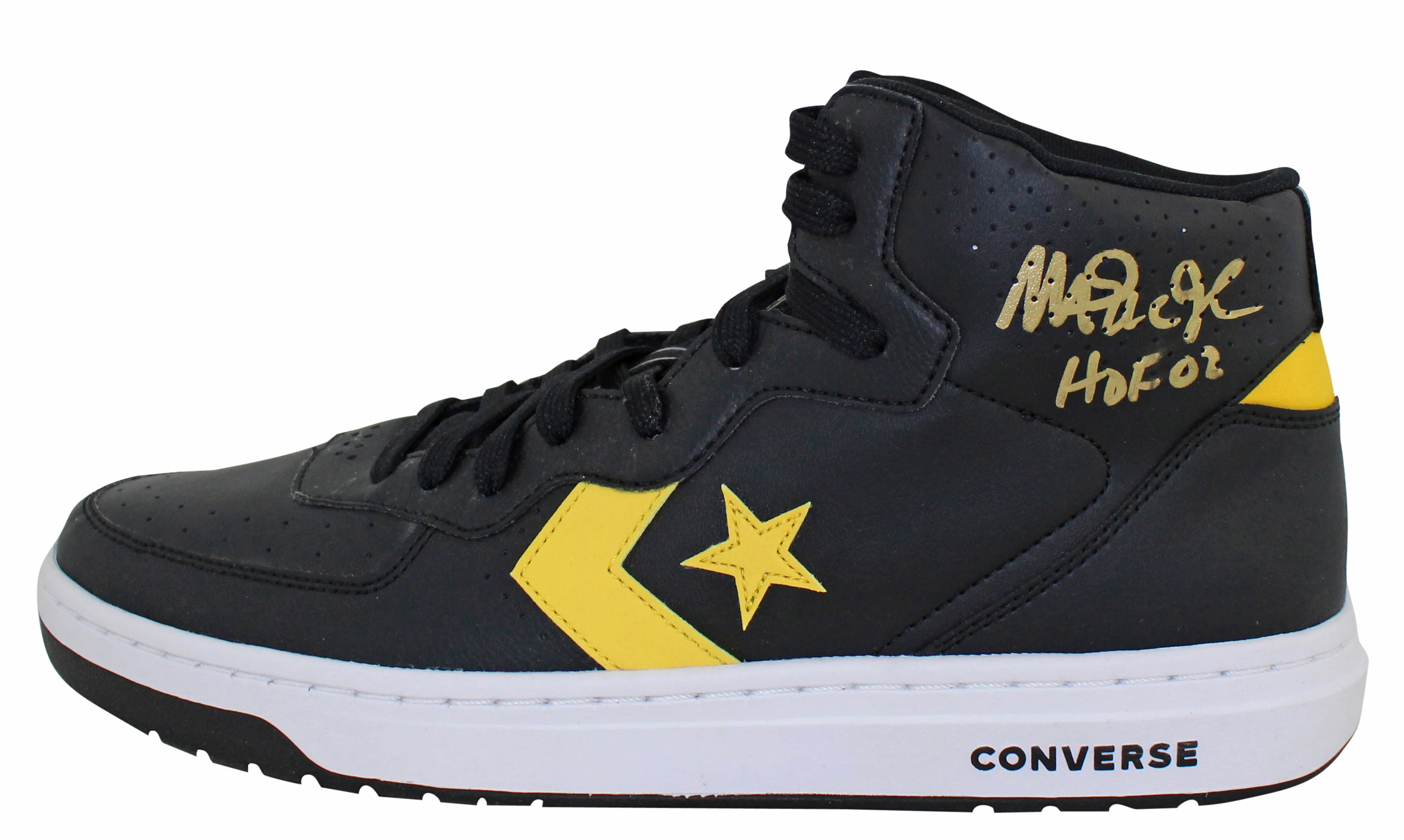 Lakers Magic Johnson "HOF 02" Signed Converse Weapon Left Shoe BAS #MJ14606 - Image 2