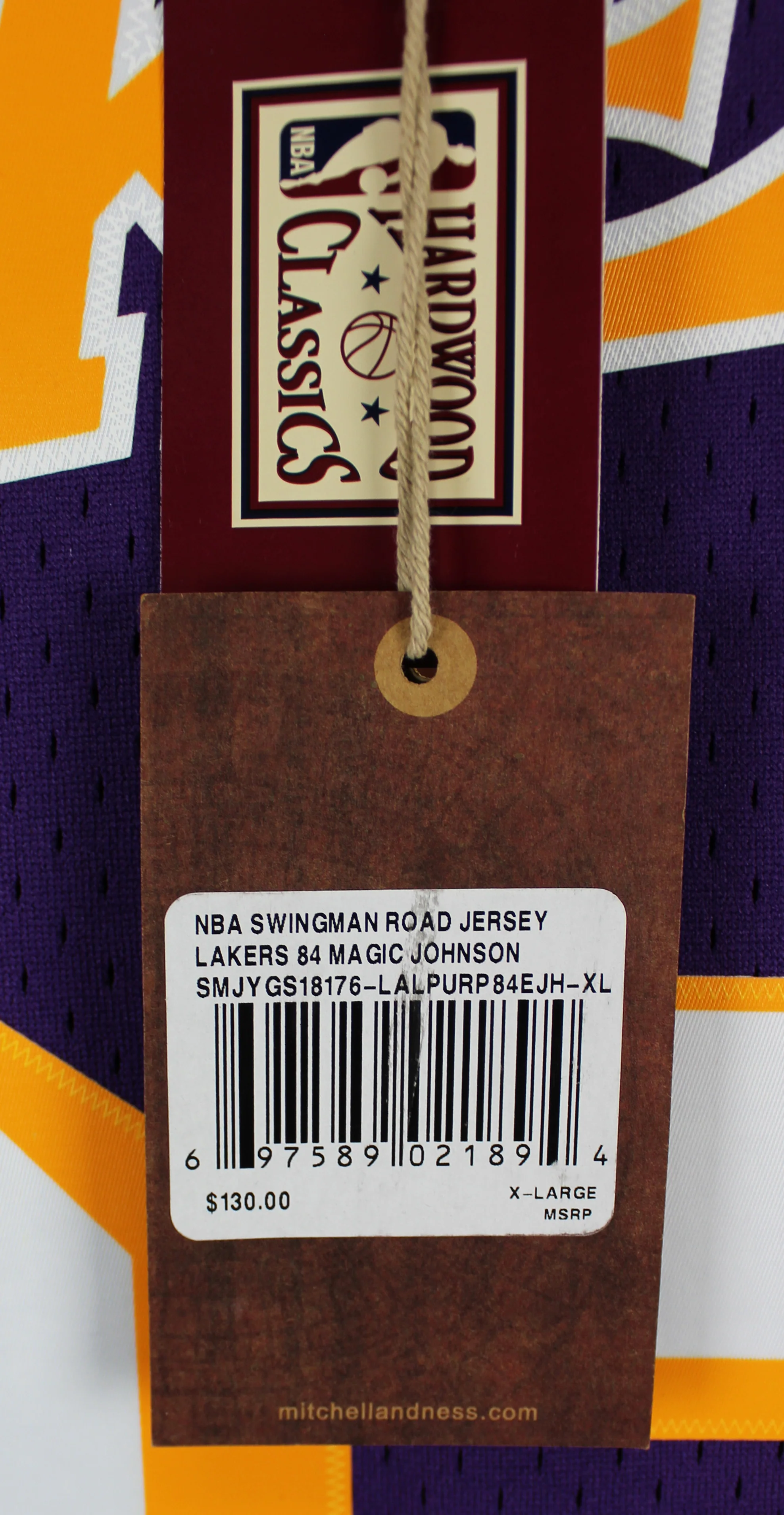 Lakers Magic Johnson Signed 1984-85 M&N HWC Swingman Purple Jersey BAS Witnessed - Image 6