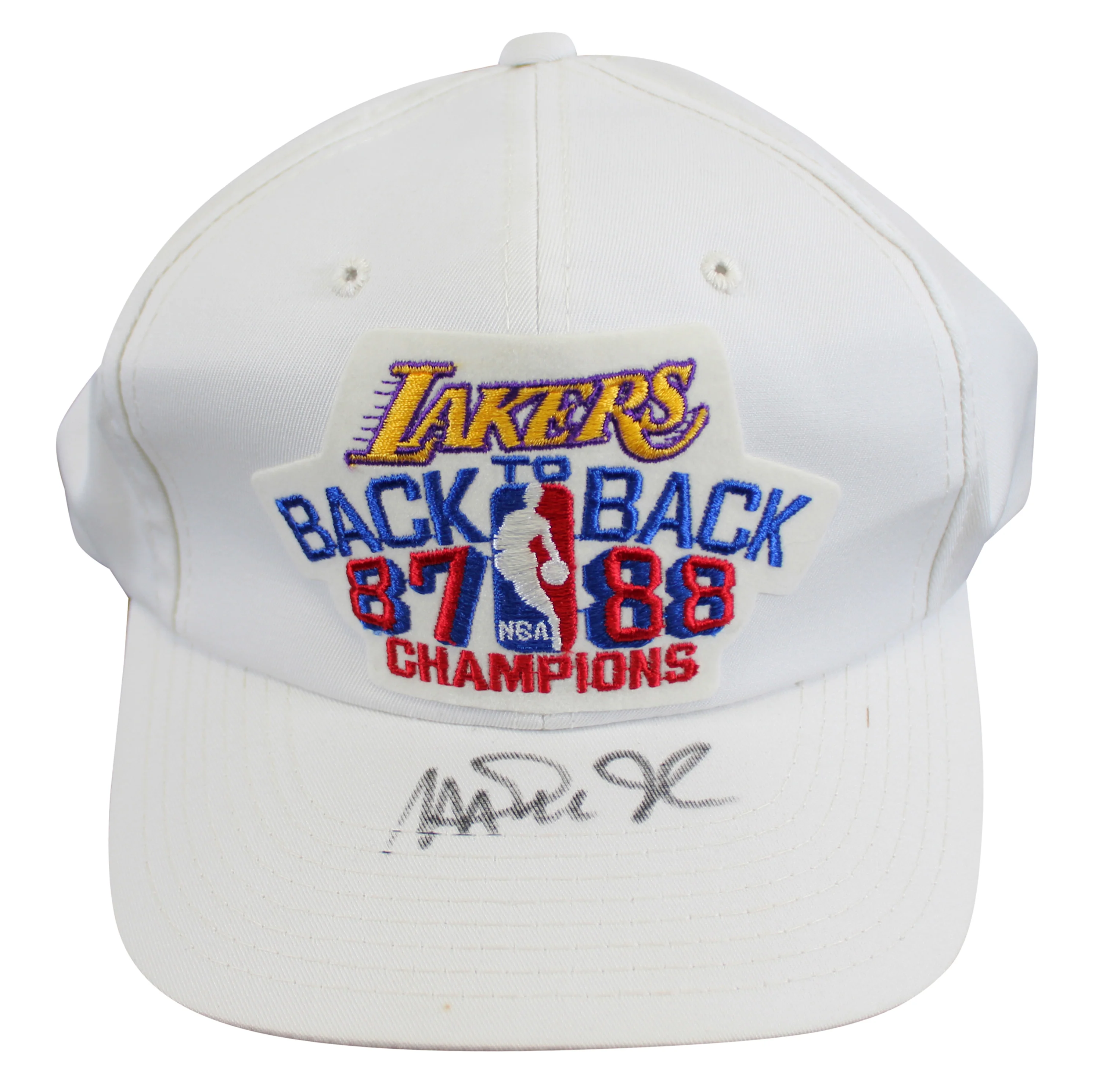 Lakers Magic Johnson Signed 1987-1988 NBA Champions Hat BAS Witnessed #W426872 - Image 2