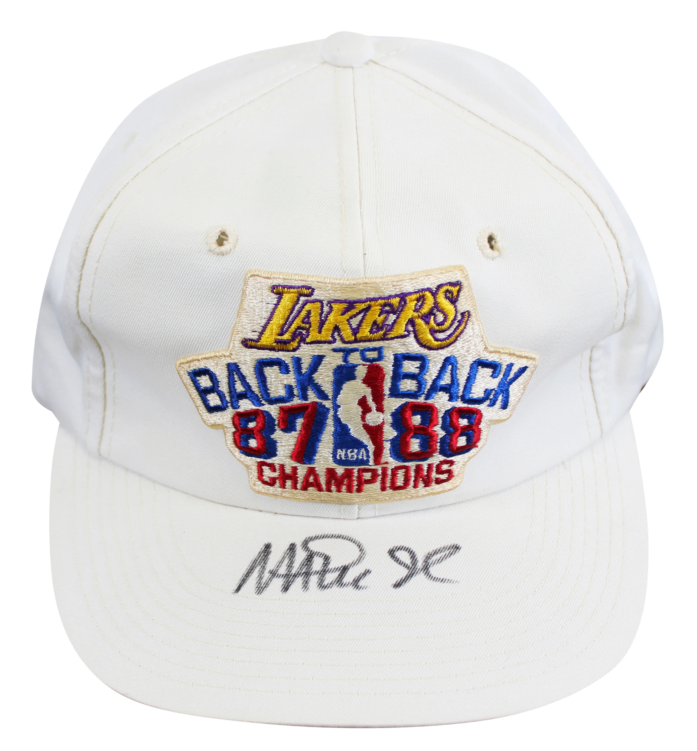 Lakers Magic Johnson Signed 1987-1988 NBA Champions Hat BAS Witnessed #W426875 - Image 2