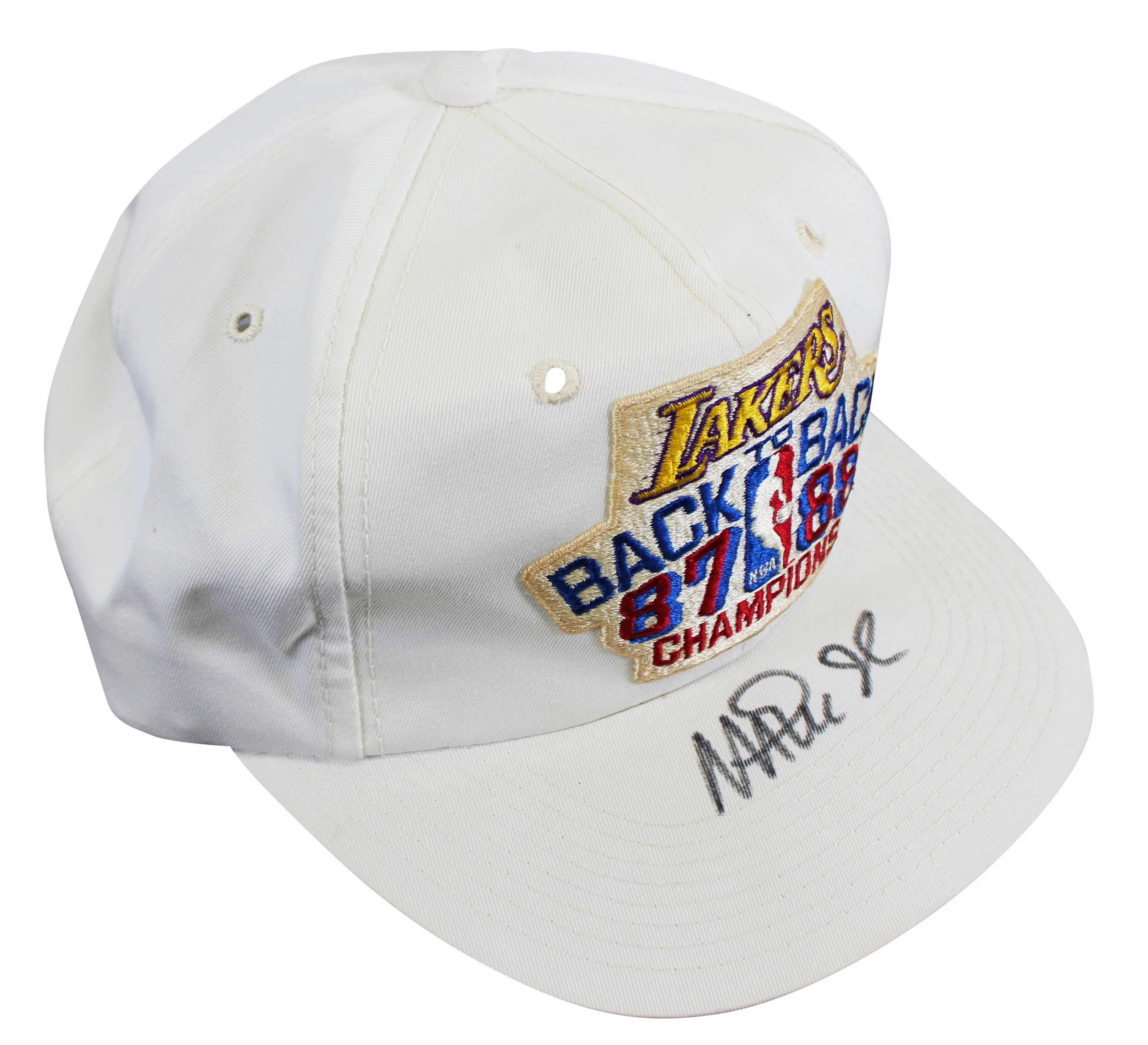 Lakers Magic Johnson Signed 1987-1988 NBA Champions Hat BAS Witnessed #W426875 - Image 6