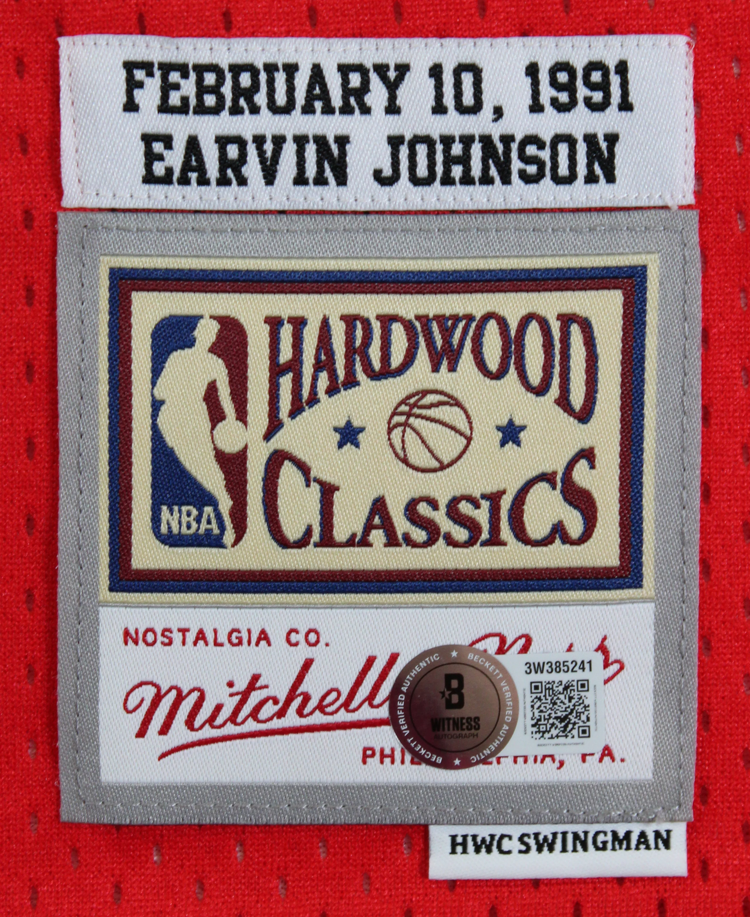 Lakers Magic Johnson Signed 1991 M&N HWC All-Star Red Swingman Jersey BAS Wit - Image 7