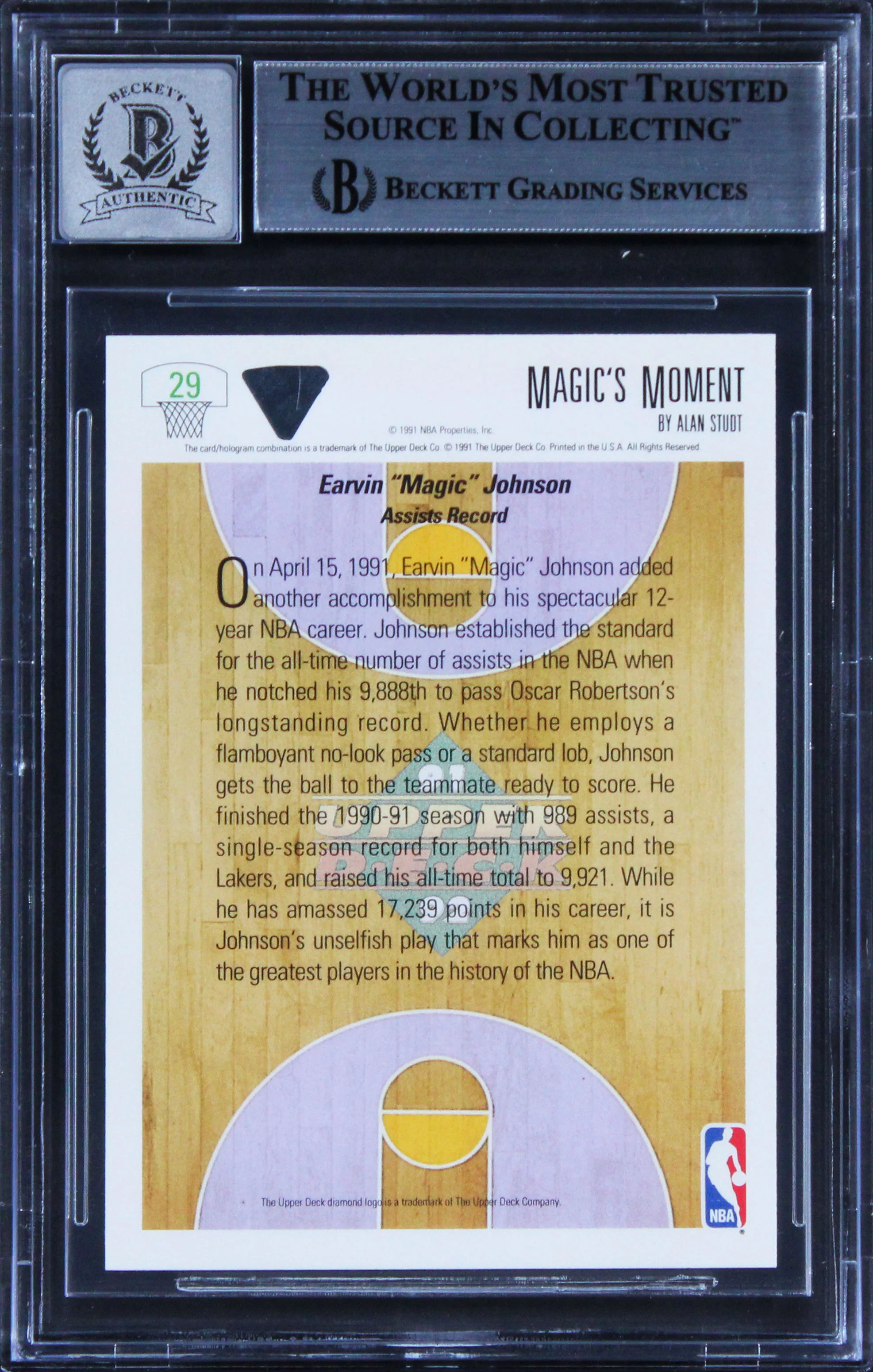 Lakers Magic Johnson Signed 1991 Upper Deck #29 Card Auto 10! BAS Slabbed 2 - Image 3