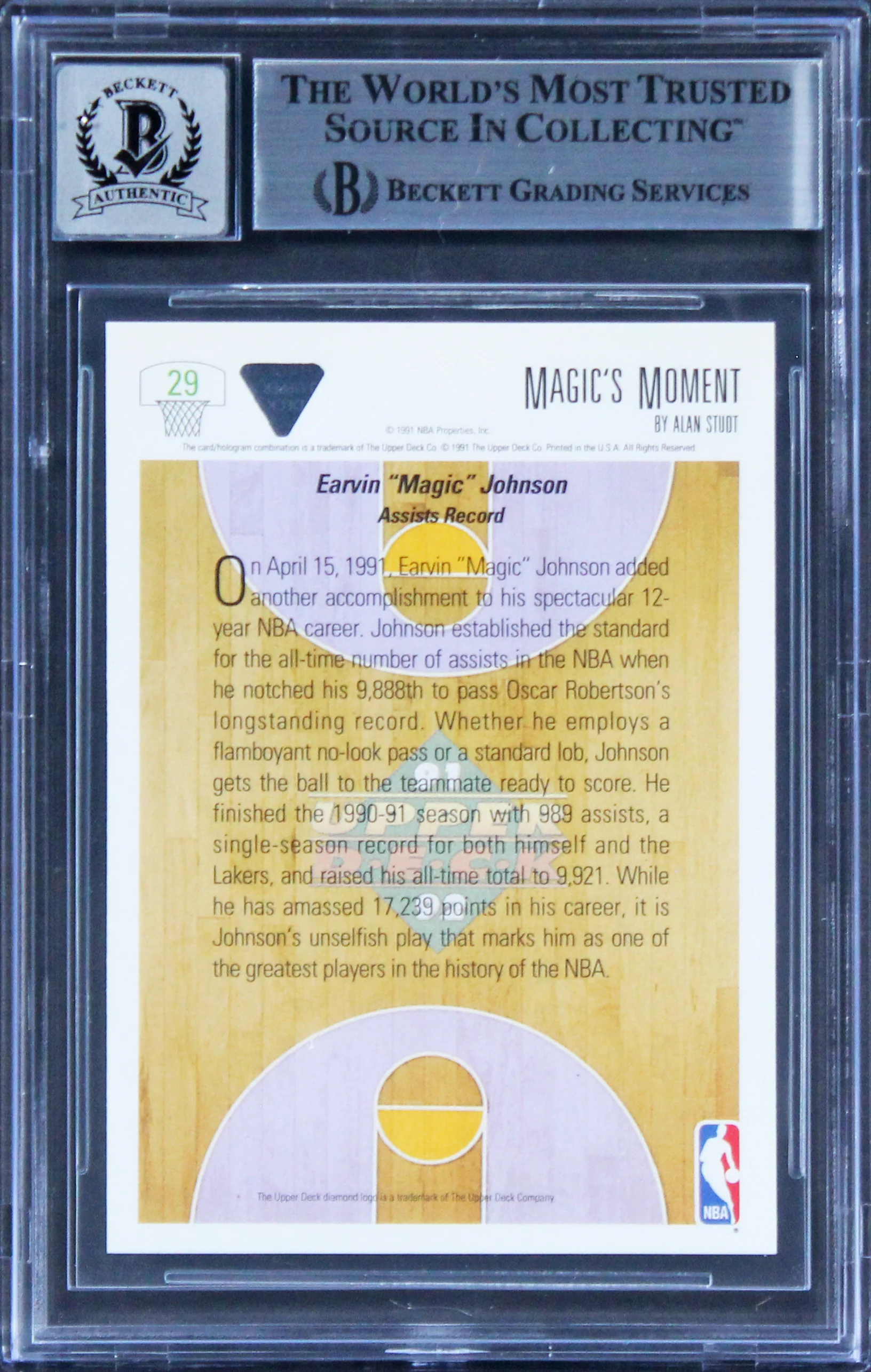 Lakers Magic Johnson Signed 1991 Upper Deck #29 Card Auto 10! BAS Slabbed - Image 3