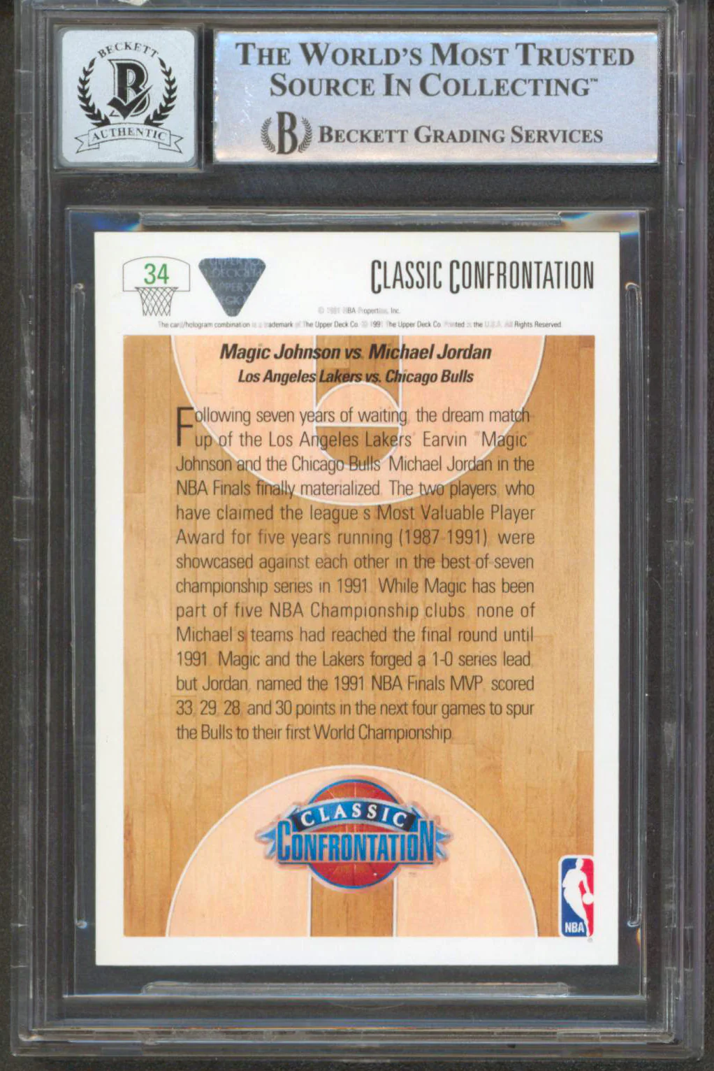Lakers Magic Johnson Signed 1991 Upper Deck #34 Card Auto 10! BAS Slabbed - Image 3