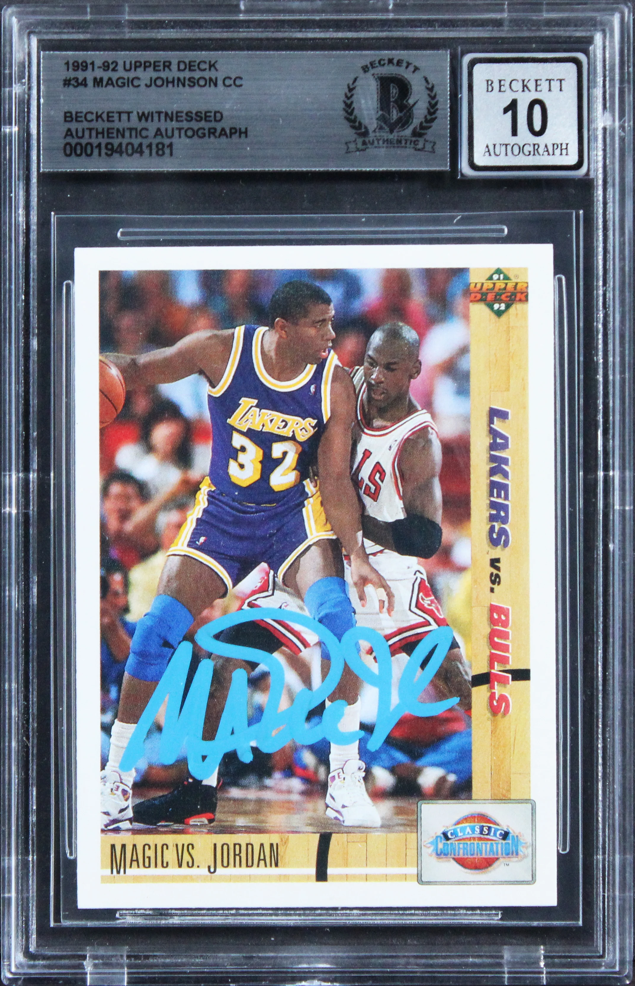 Lakers Magic Johnson Signed 1991 Upper Deck #34 Card Auto Grade 10! BAS Slabbed - Image 2