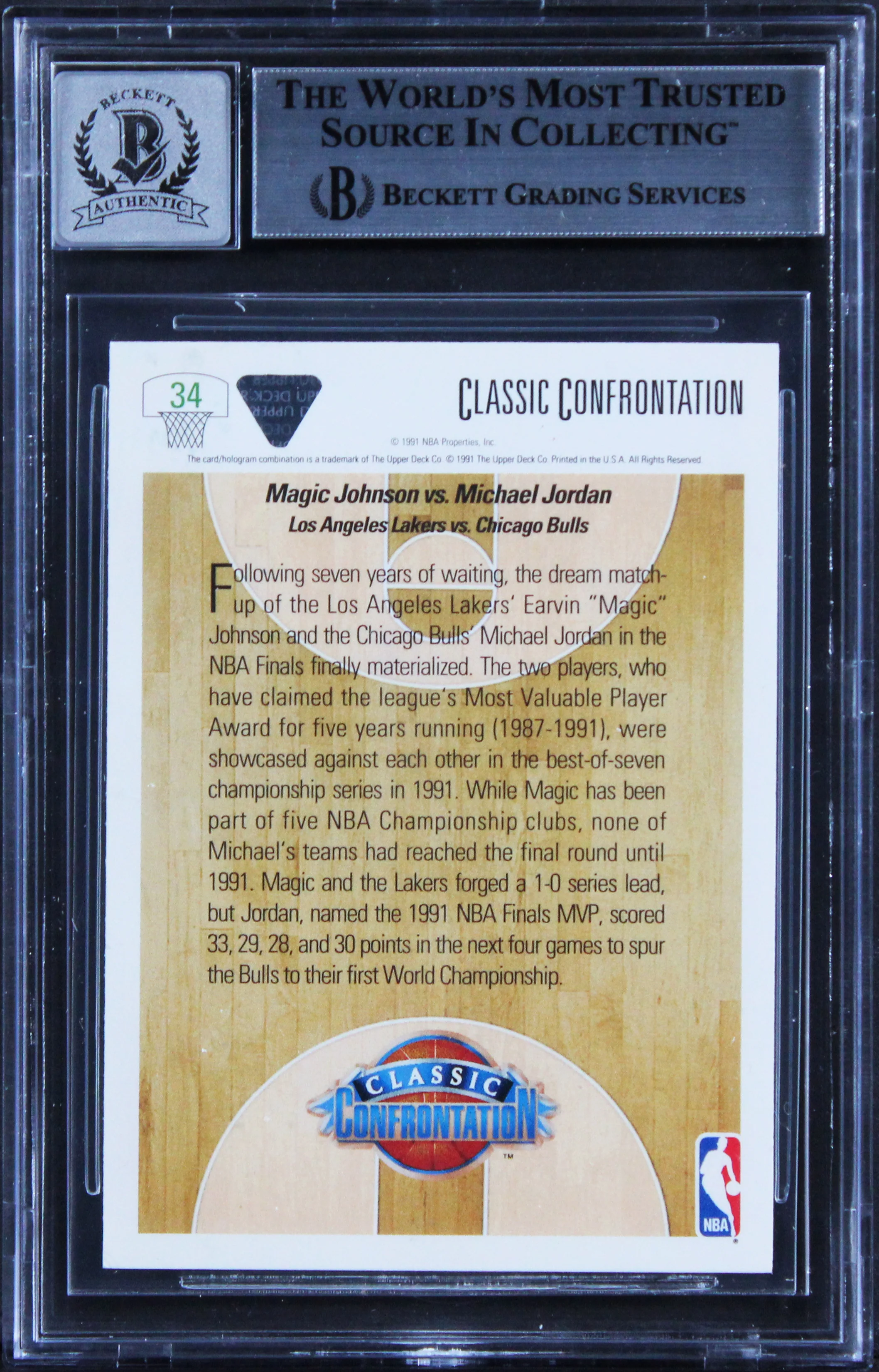 Lakers Magic Johnson Signed 1991 Upper Deck #34 Card Auto Grade 10! BAS Slabbed - Image 3