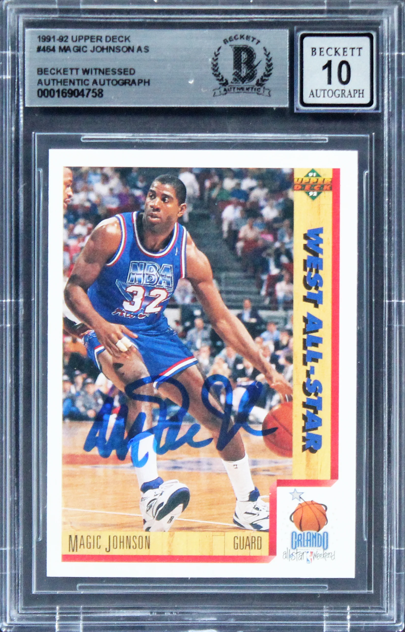 Lakers Magic Johnson Signed 1991 Upper Deck #464 Card Auto 10! BAS Slabbed - Image 2