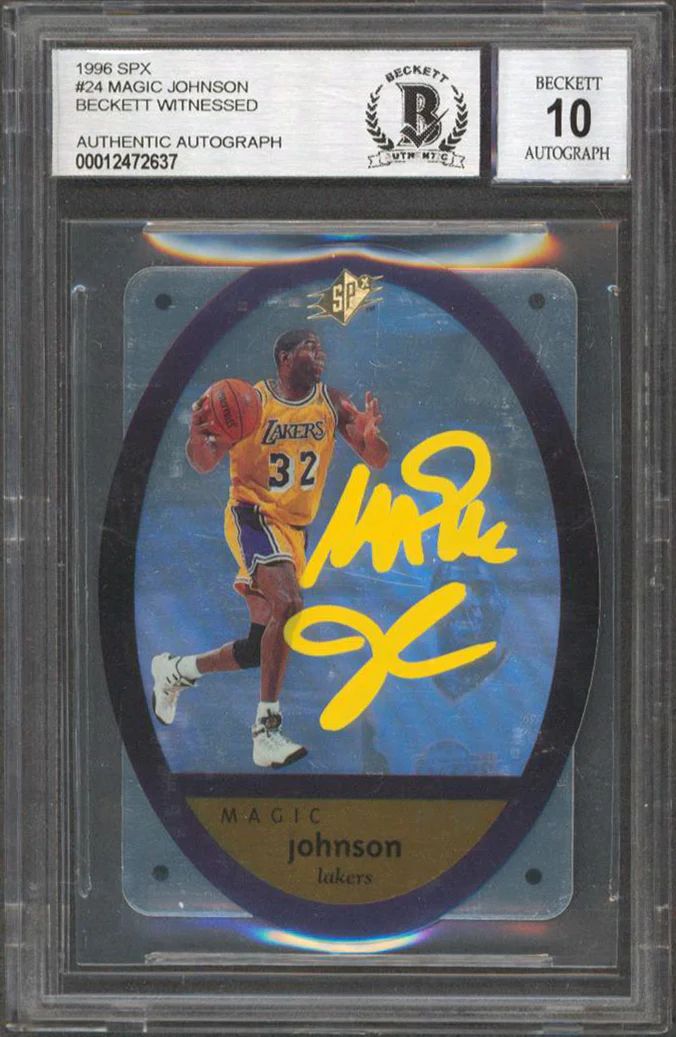 Lakers Magic Johnson Signed 1996 SPX #24 Card Auto Graded Gem 10! BAS Slabbed 2 - Image 2