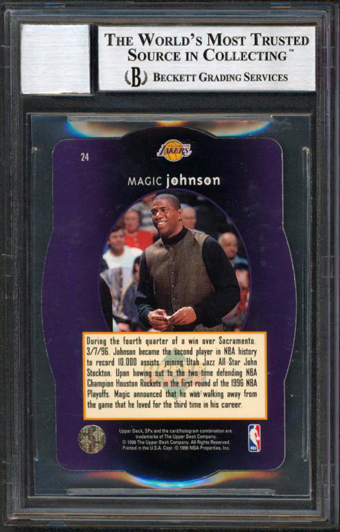 Lakers Magic Johnson Signed 1996 SPX #24 Card Auto Graded Gem 10! BAS Slabbed 2 - Image 3