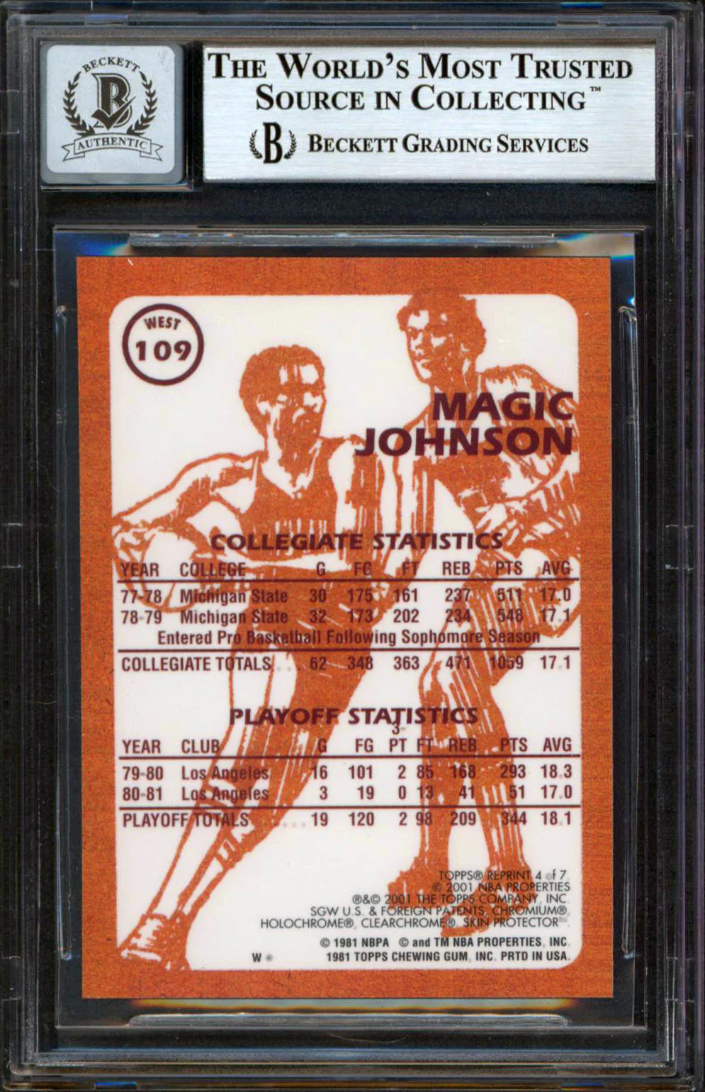 Lakers Magic Johnson Signed 2000 Topps Chrome #4 Card Auto 10! BAS Slabbed - Image 3