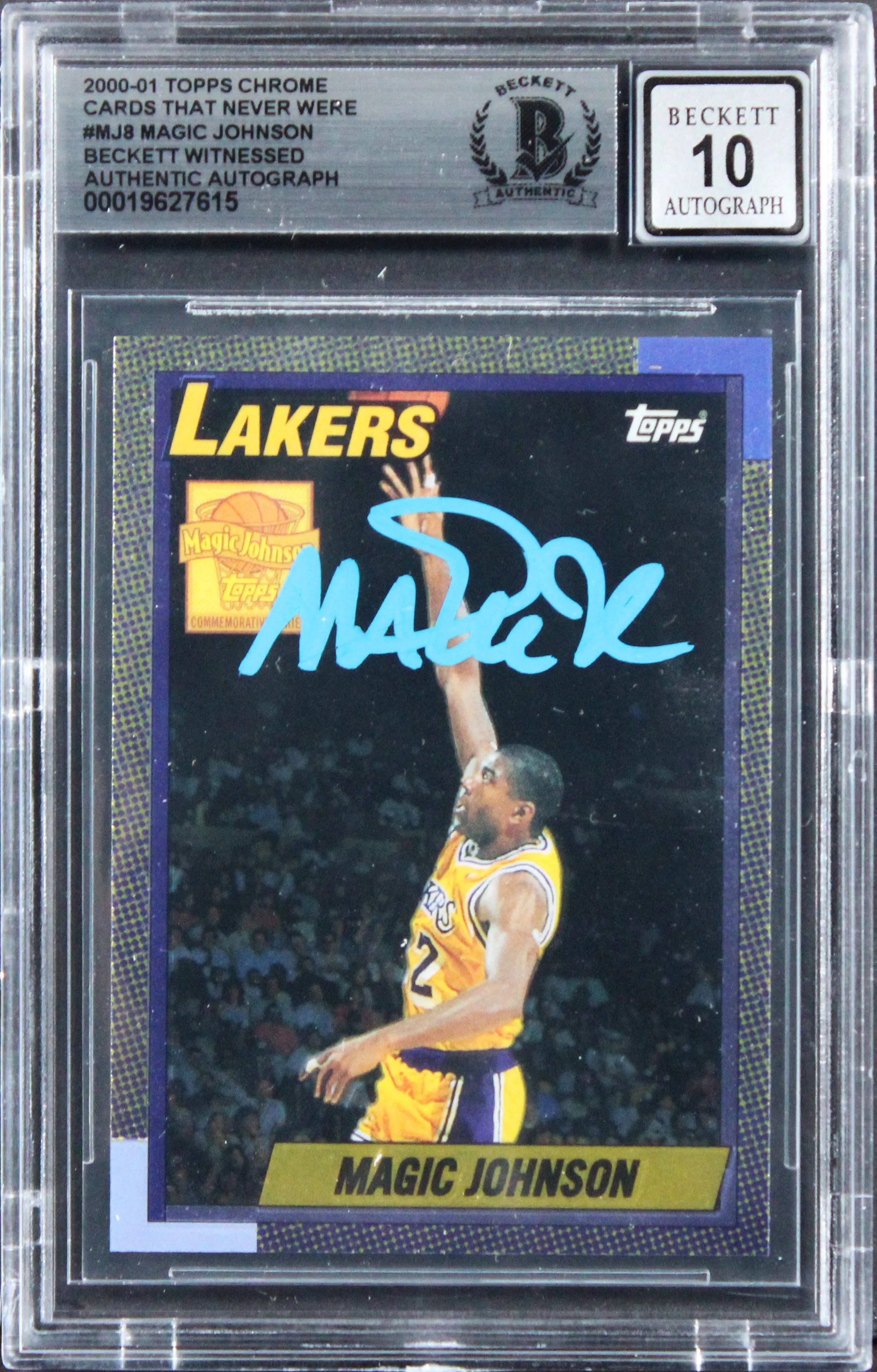 Lakers Magic Johnson Signed 2000 Topps Chrome #MJ8 Card Auto 10! BAS Slabbed