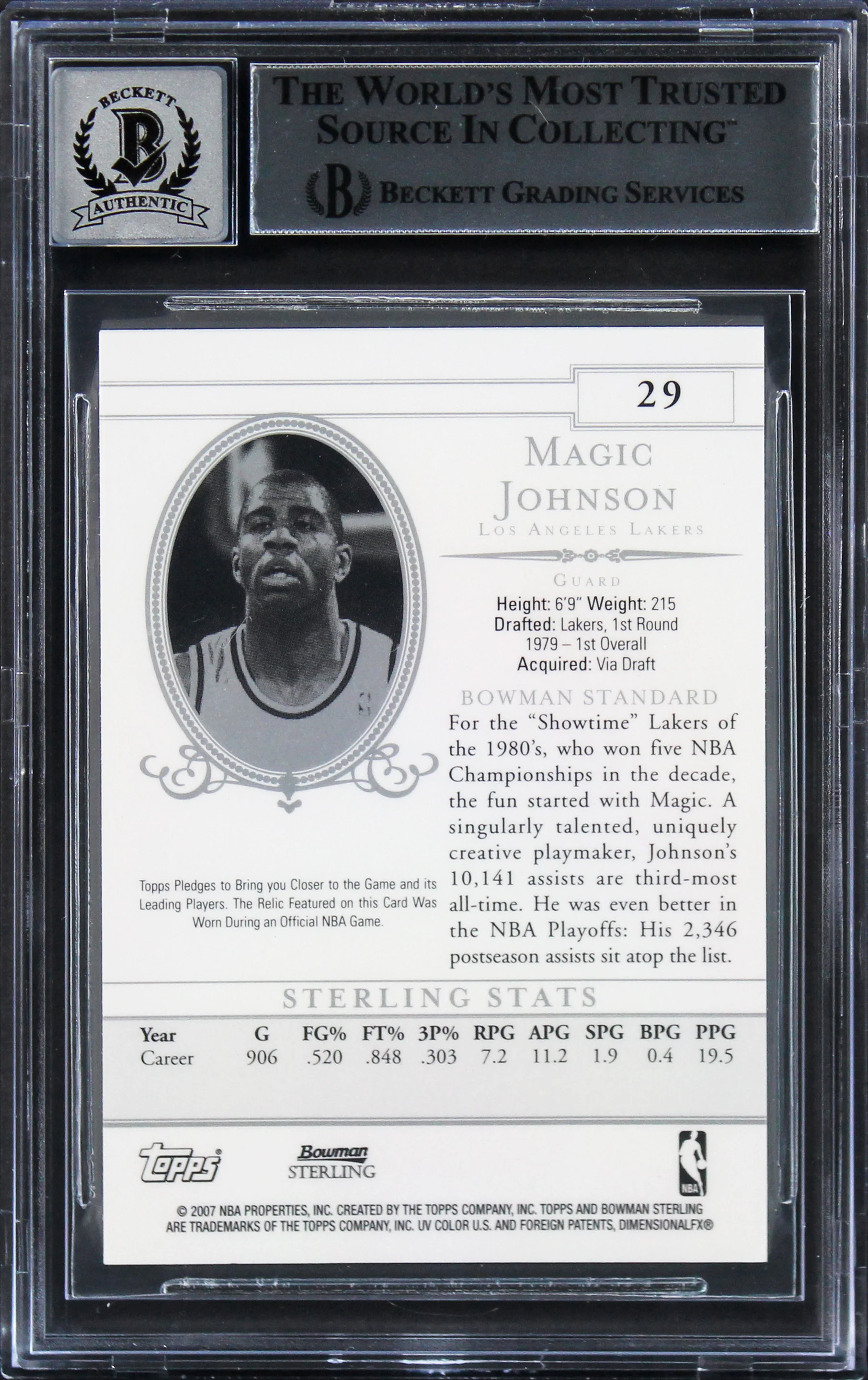Lakers Magic Johnson Signed 2006 Bowman Sterling #29 Card Auto 10! BAS Slabbed 2 - Image 3