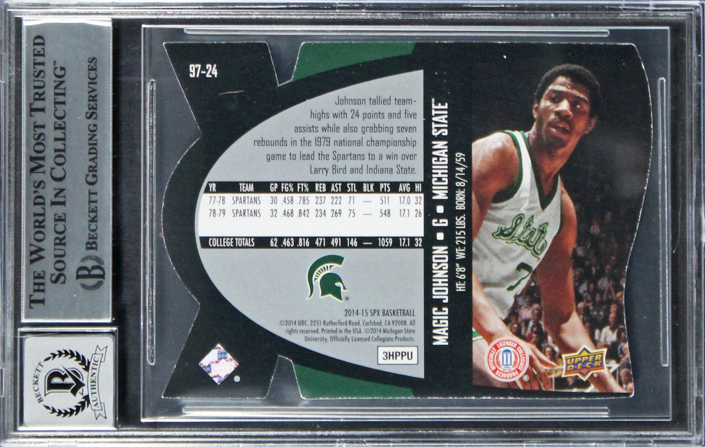 Lakers Magic Johnson Signed 2014 SPX '97 Inserts #9724 Card Auto 10! BAS Slabbed - Image 3
