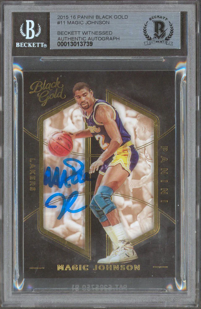 Lakers Magic Johnson Signed 2015 Panini Black Gold #11 Card Auto 10! BAS Slabbed - Image 2
