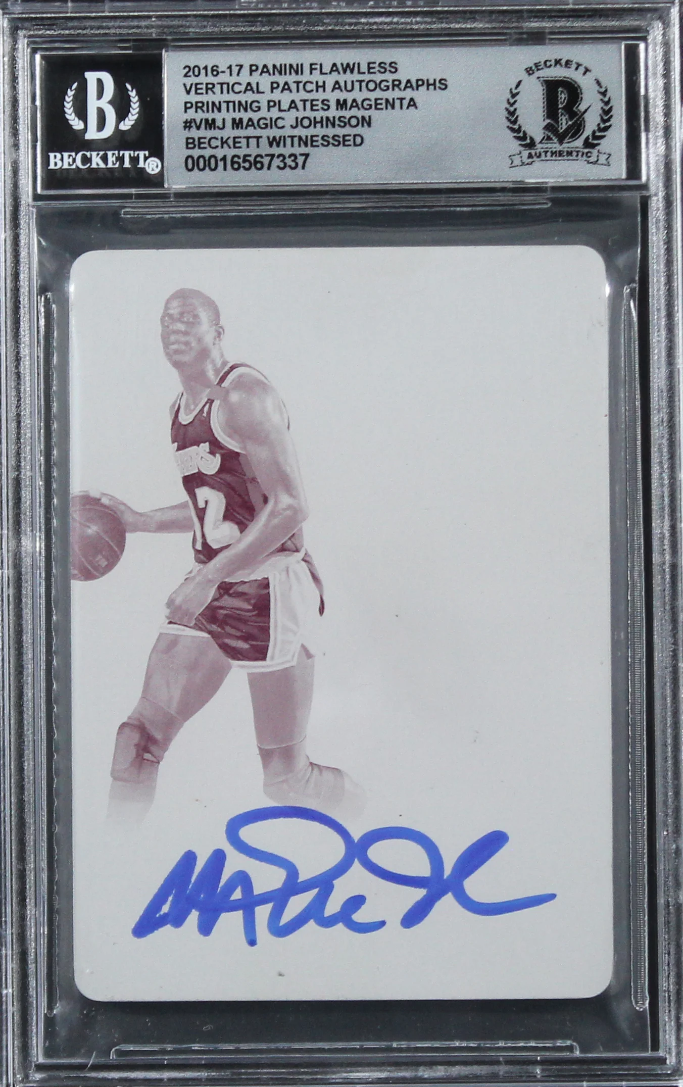 Lakers Magic Johnson Signed 2016 Panini Flawless #VMJ #1/1 Card Auto 10 BAS Slab - Image 2