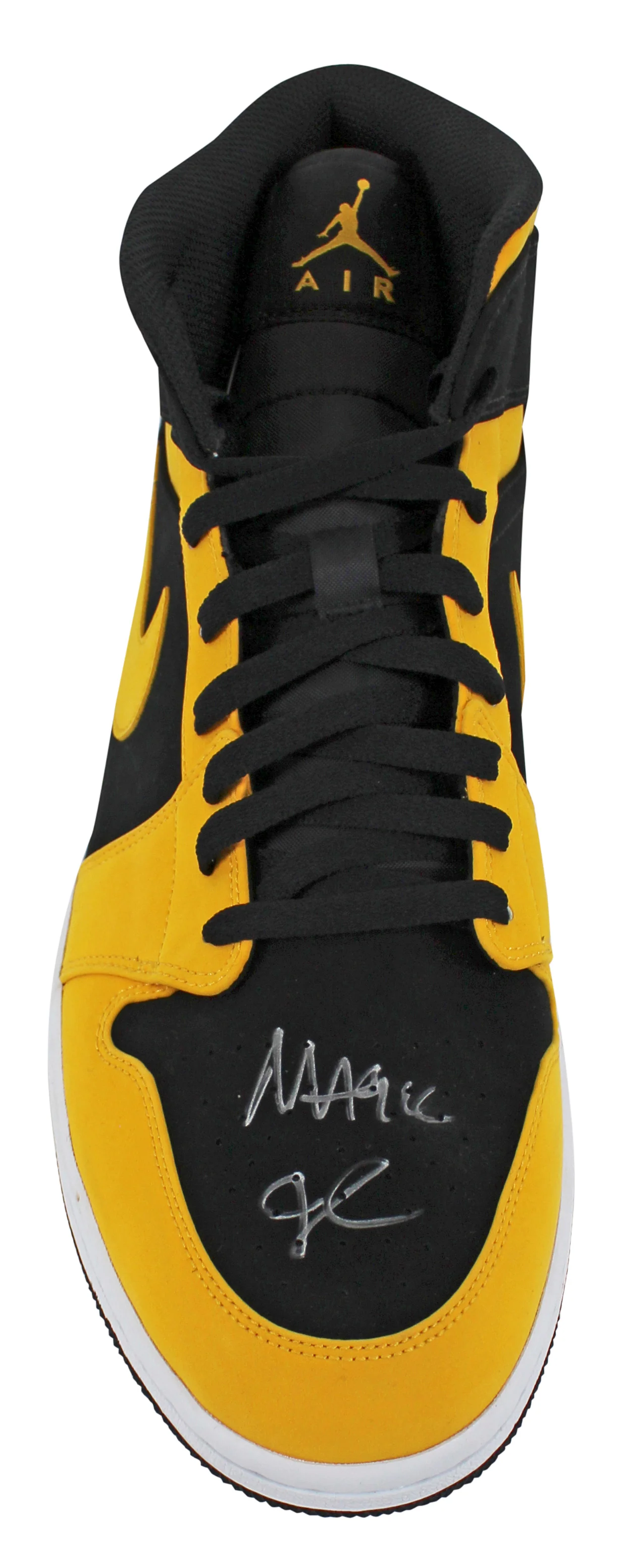 Lakers Magic Johnson Signed 2018 Nike Air Jordan 1 Mid Size 14 Shoes w/ Box BAS - Image 4