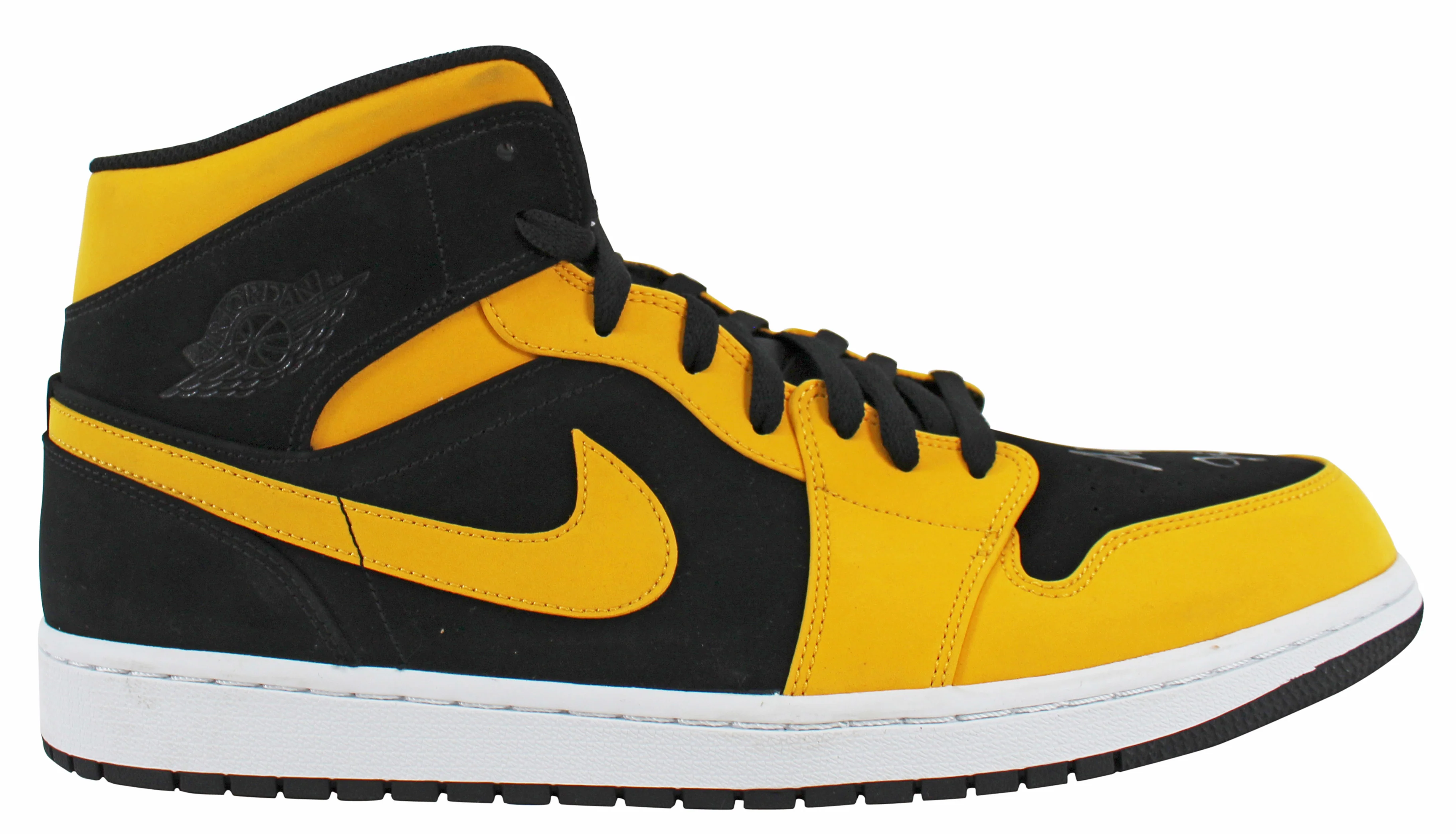 Lakers Magic Johnson Signed 2018 Nike Air Jordan 1 Mid Size 14 Shoes w/ Box BAS - Image 5