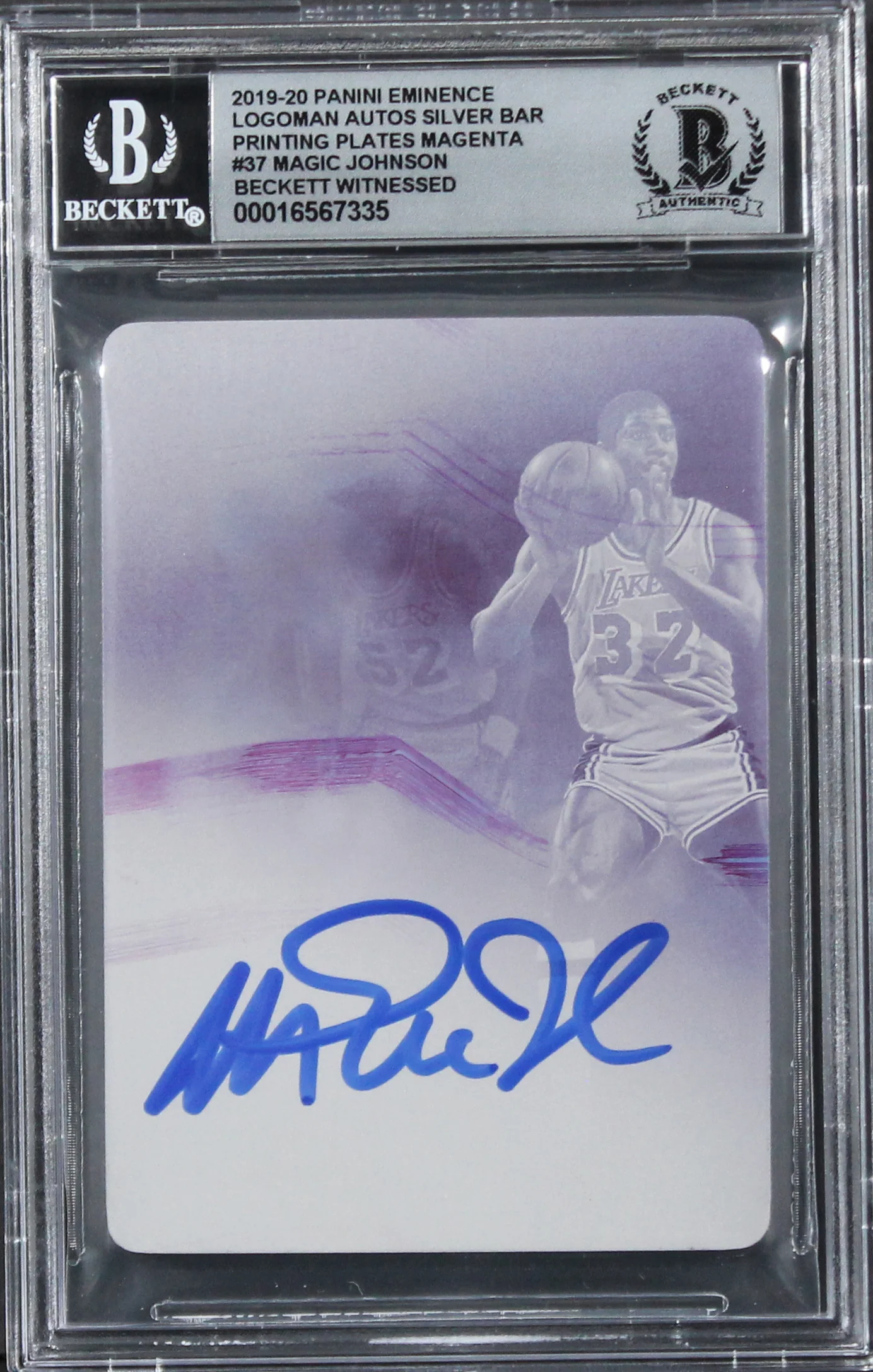 Lakers Magic Johnson Signed 2019 Panini Eminence #37 #1/1 Card Auto 10! BAS Slab - Image 2