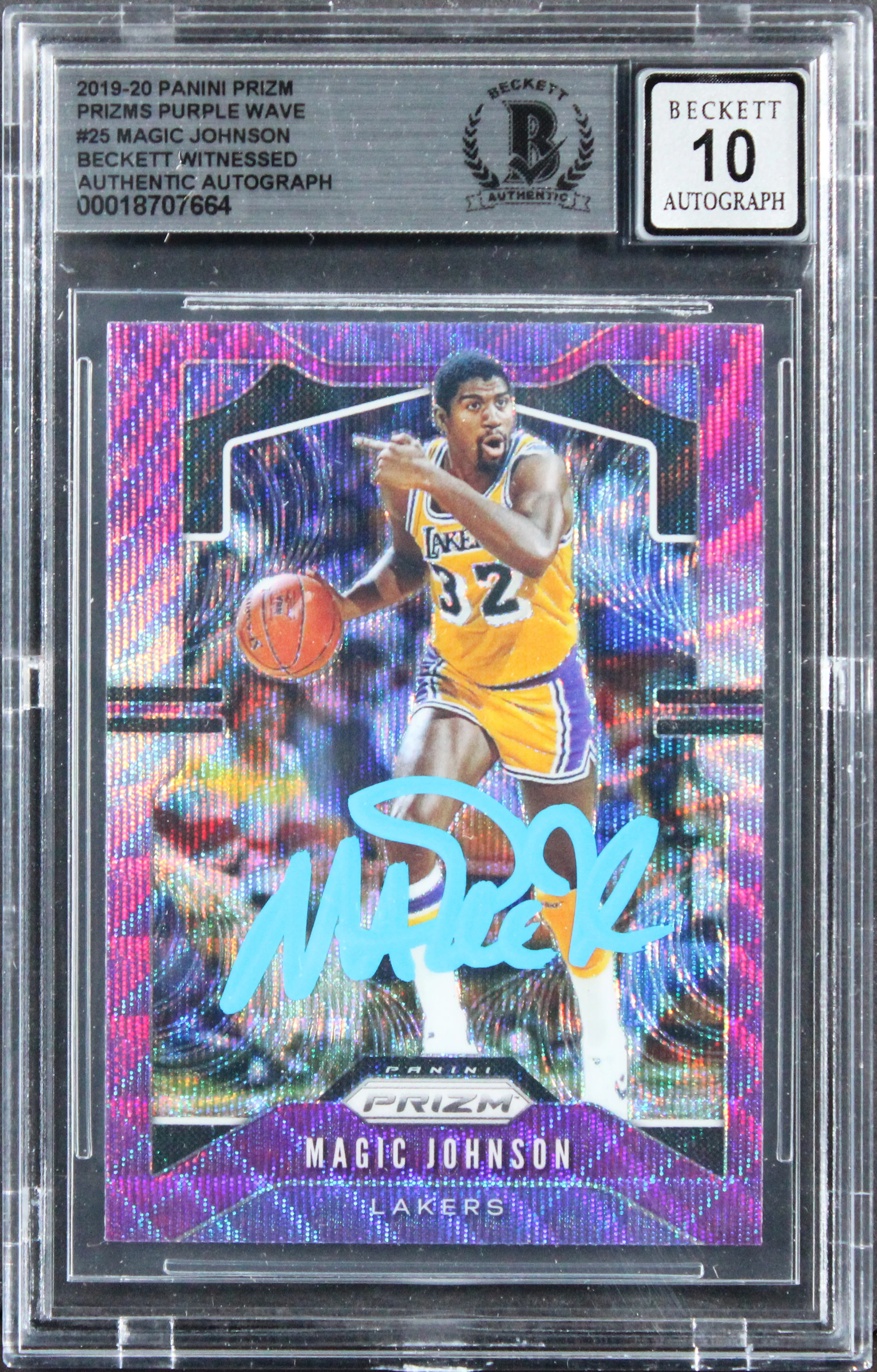 Lakers Magic Johnson Signed 2019 Panini Prizm PW #25 Card Auto 10! BAS Slabbed - Image 2