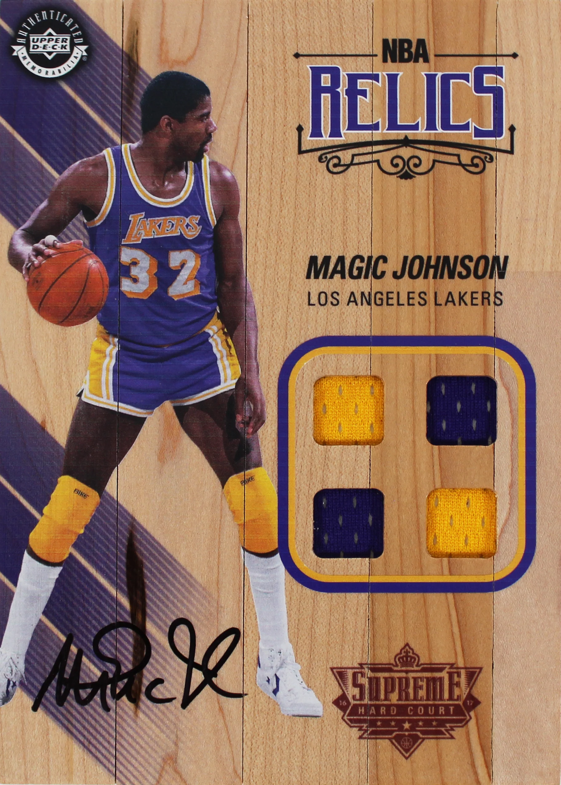 Lakers Magic Johnson Signed 5x7 Upper Deck Supreme Hard Court Card BAS #1W091778 - Image 2