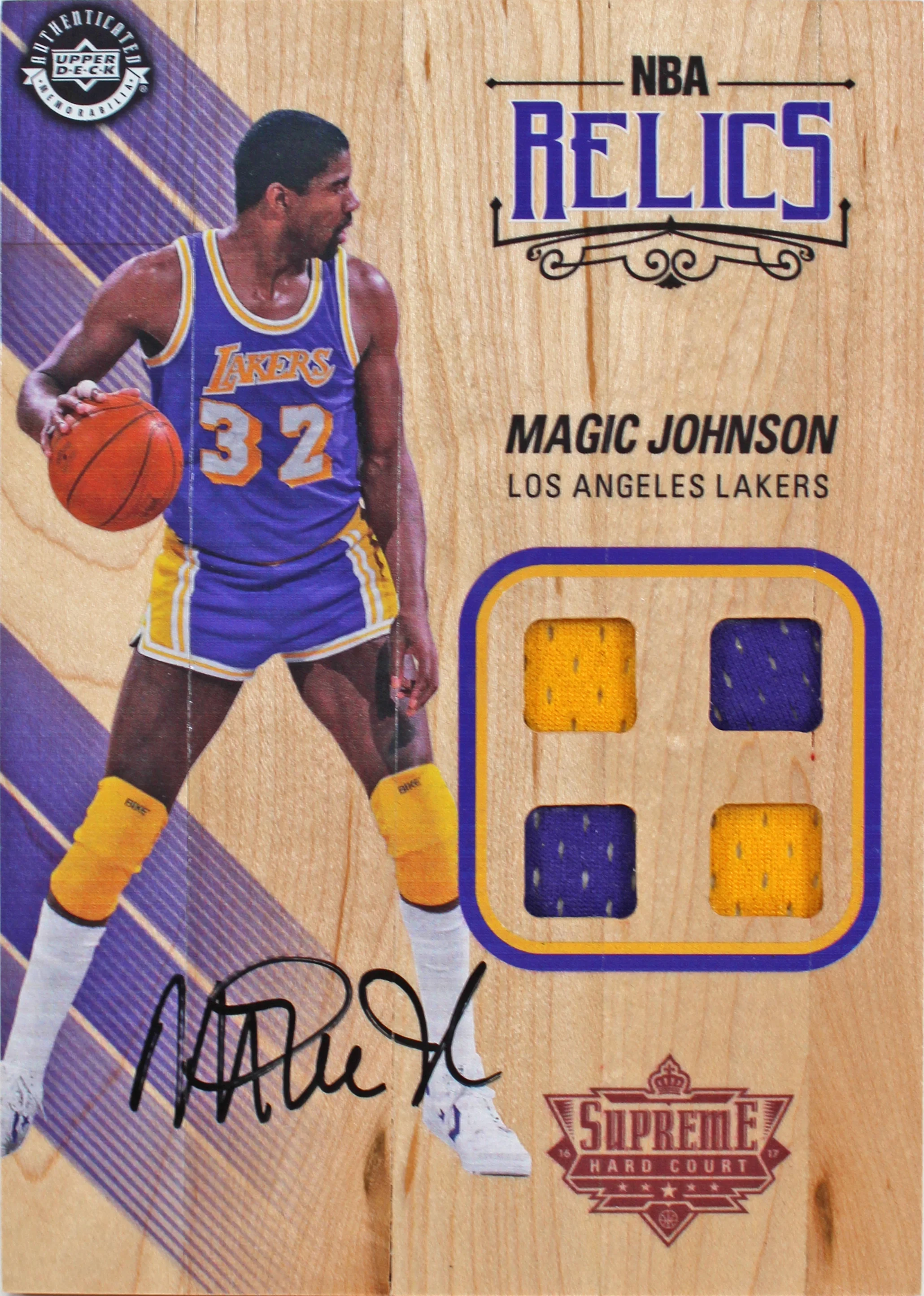 Lakers Magic Johnson Signed 5x7 Upper Deck Supreme Hard Court Card BAS #MJ09977 - Image 2