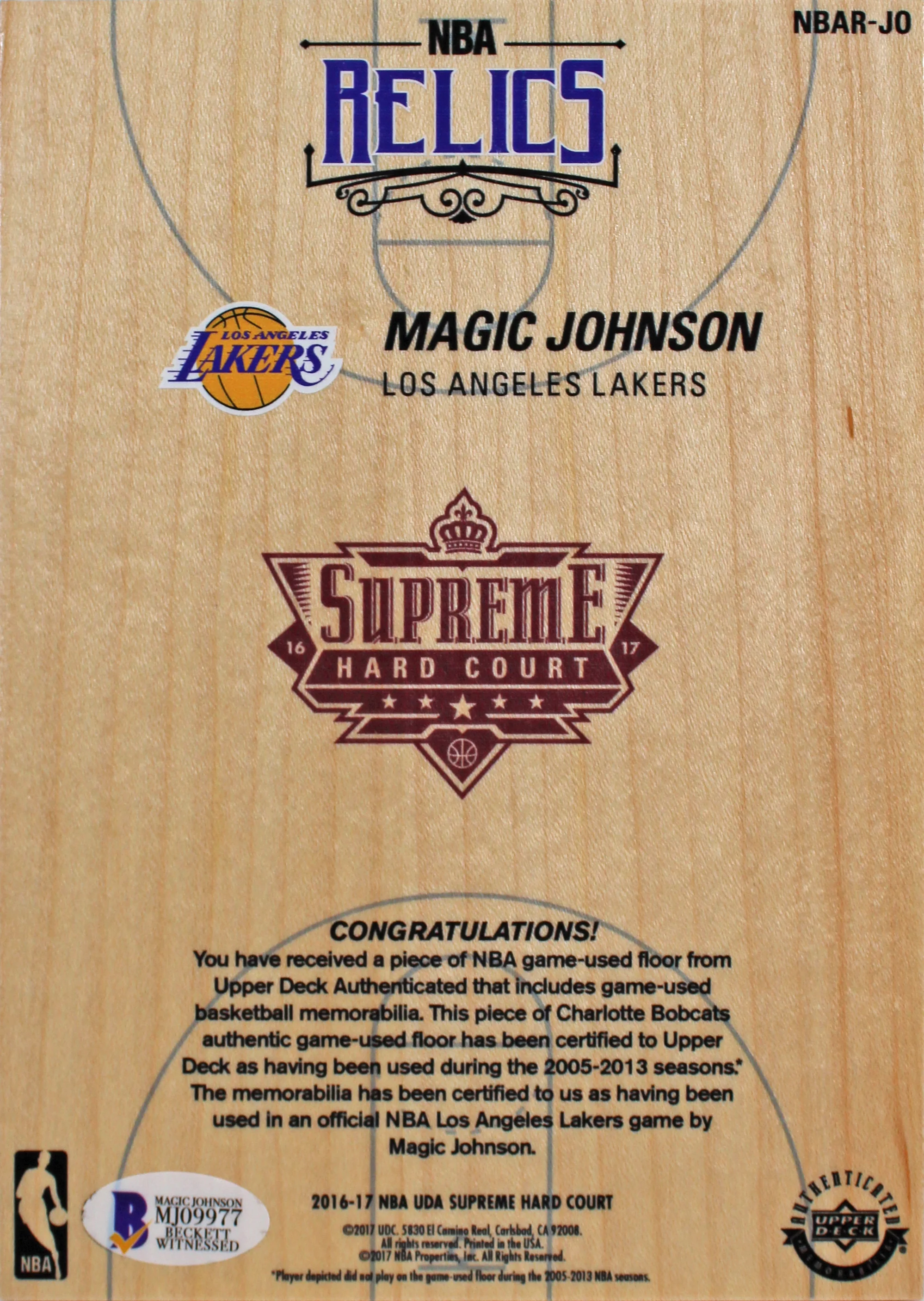 Lakers Magic Johnson Signed 5x7 Upper Deck Supreme Hard Court Card BAS #MJ09977 - Image 3