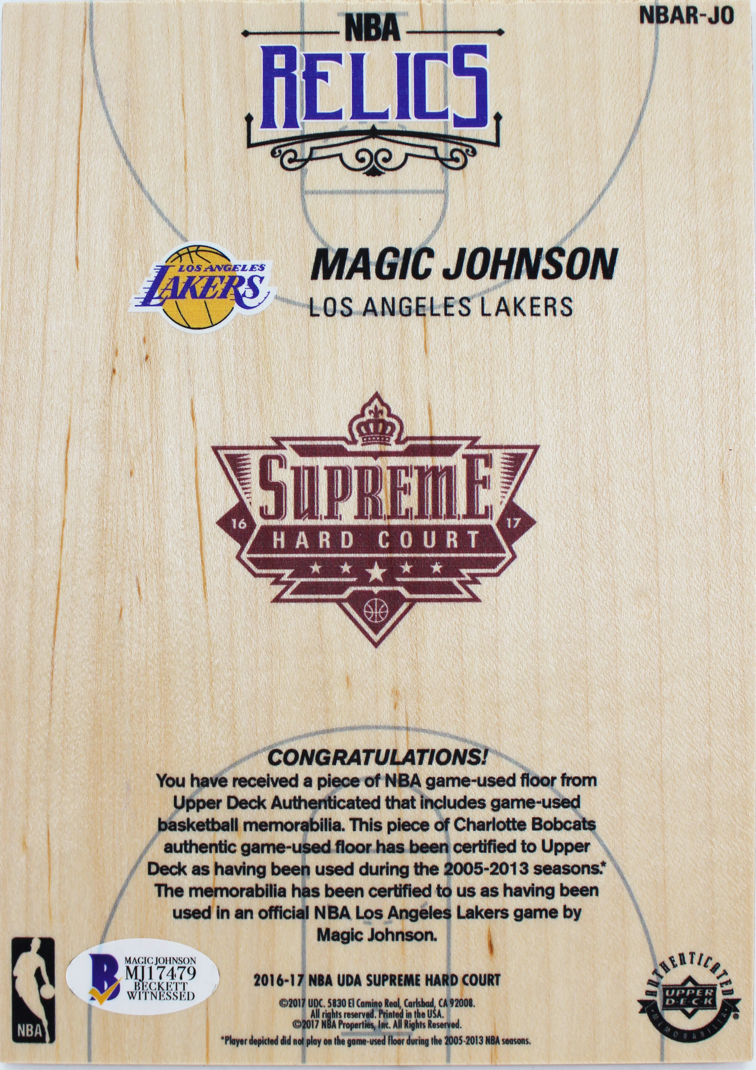 Lakers Magic Johnson Signed 5x7 Upper Deck Supreme Hard Court Card BAS #MJ17479 - Image 4