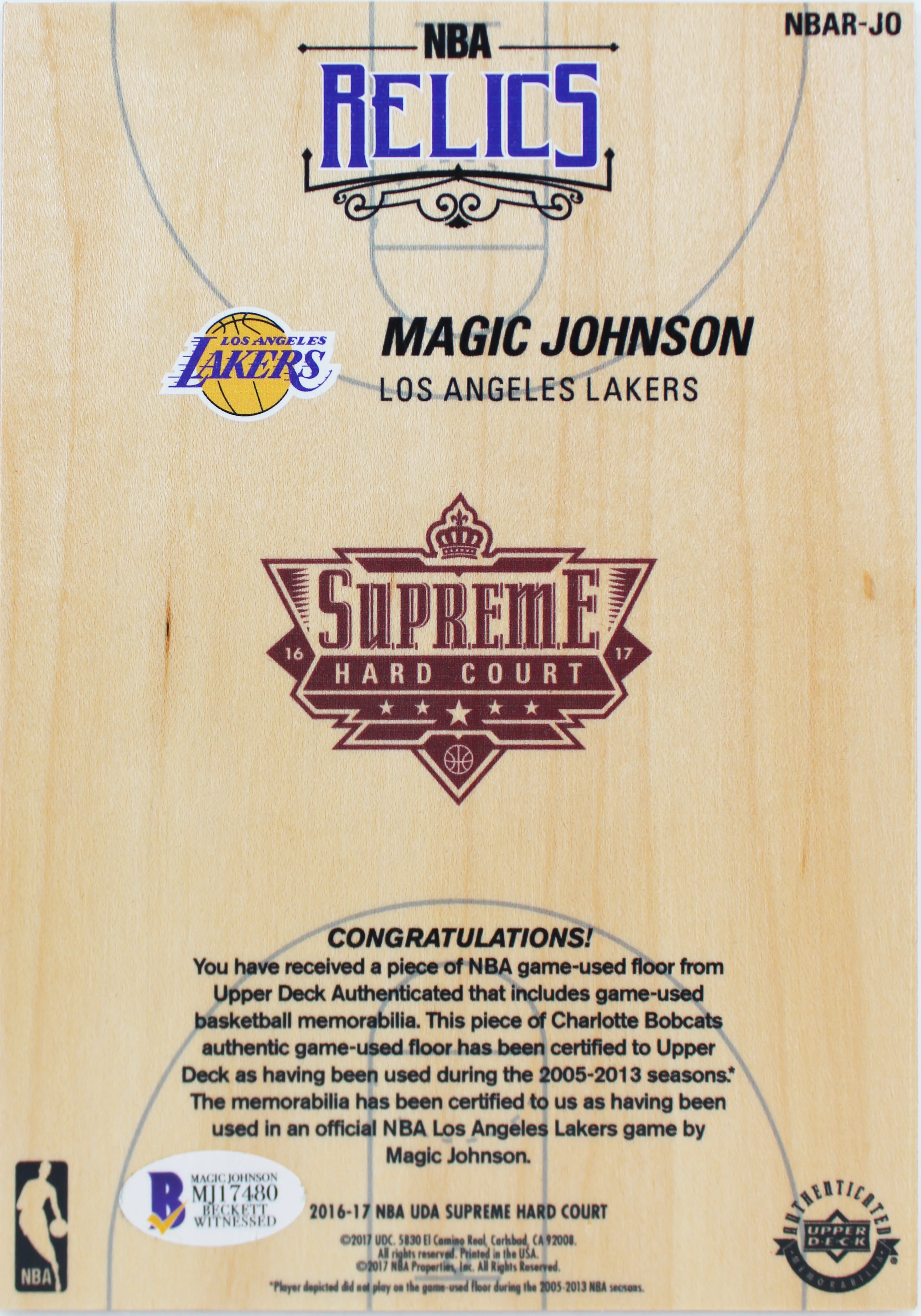 Lakers Magic Johnson Signed 5x7 Upper Deck Supreme Hard Court Card BAS #MJ17480 - Image 4