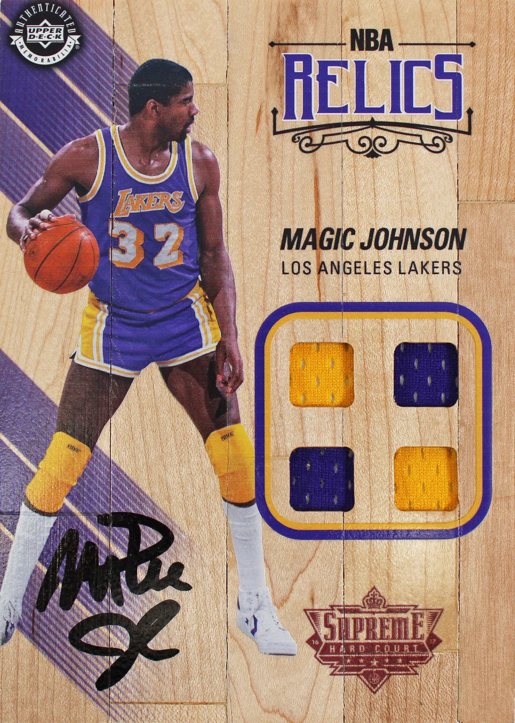 Lakers Magic Johnson Signed 5x7 Upper Deck Supreme Hard Court Card BAS #MJ19889 - Image 2