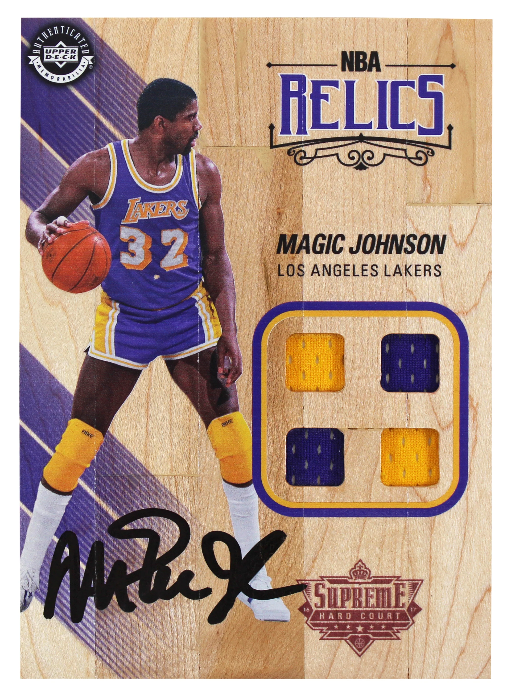 Lakers Magic Johnson Signed 5x7 Upper Deck Supreme Hard Court Card BAS #WP81904 - Image 2