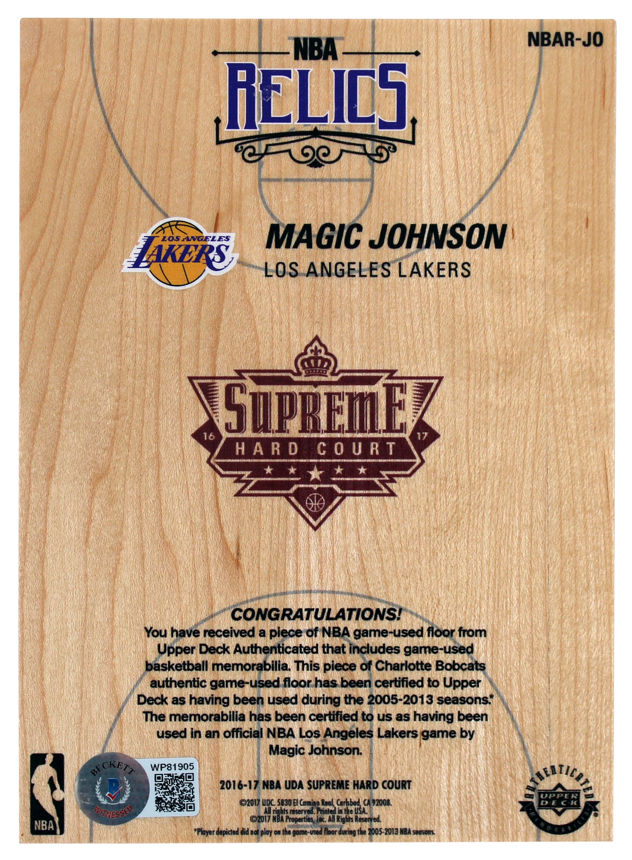 Lakers Magic Johnson Signed 5x7 Upper Deck Supreme Hard Court Card BAS #WP81905 - Image 4