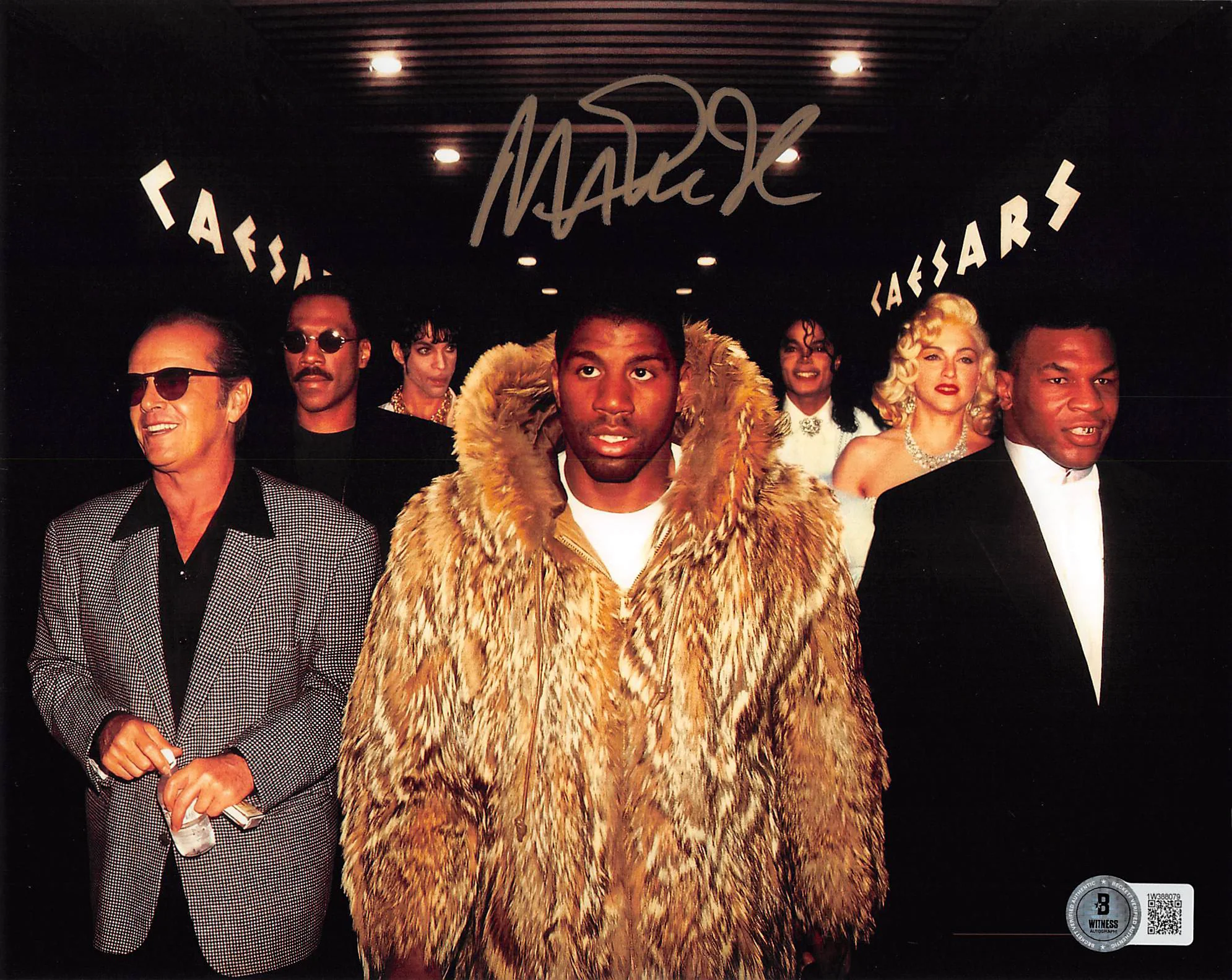 Lakers Magic Johnson Signed 8x10 80'S Hollywood Legends Photo w/ Gold Sig BAS W - Image 2