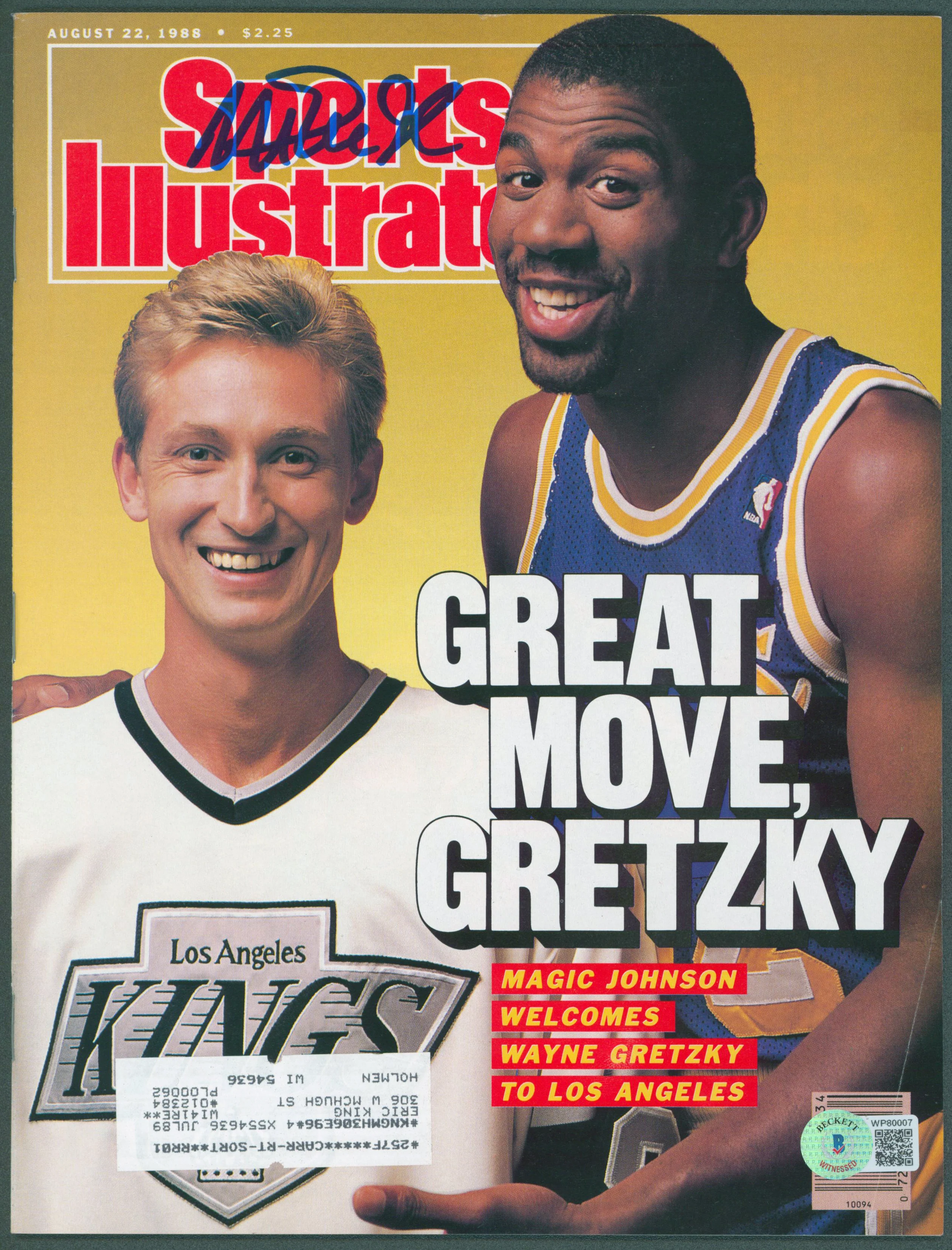Lakers Magic Johnson Signed Aug 1988 Sports Illustrated Magazine BAS Witnessed - Image 2