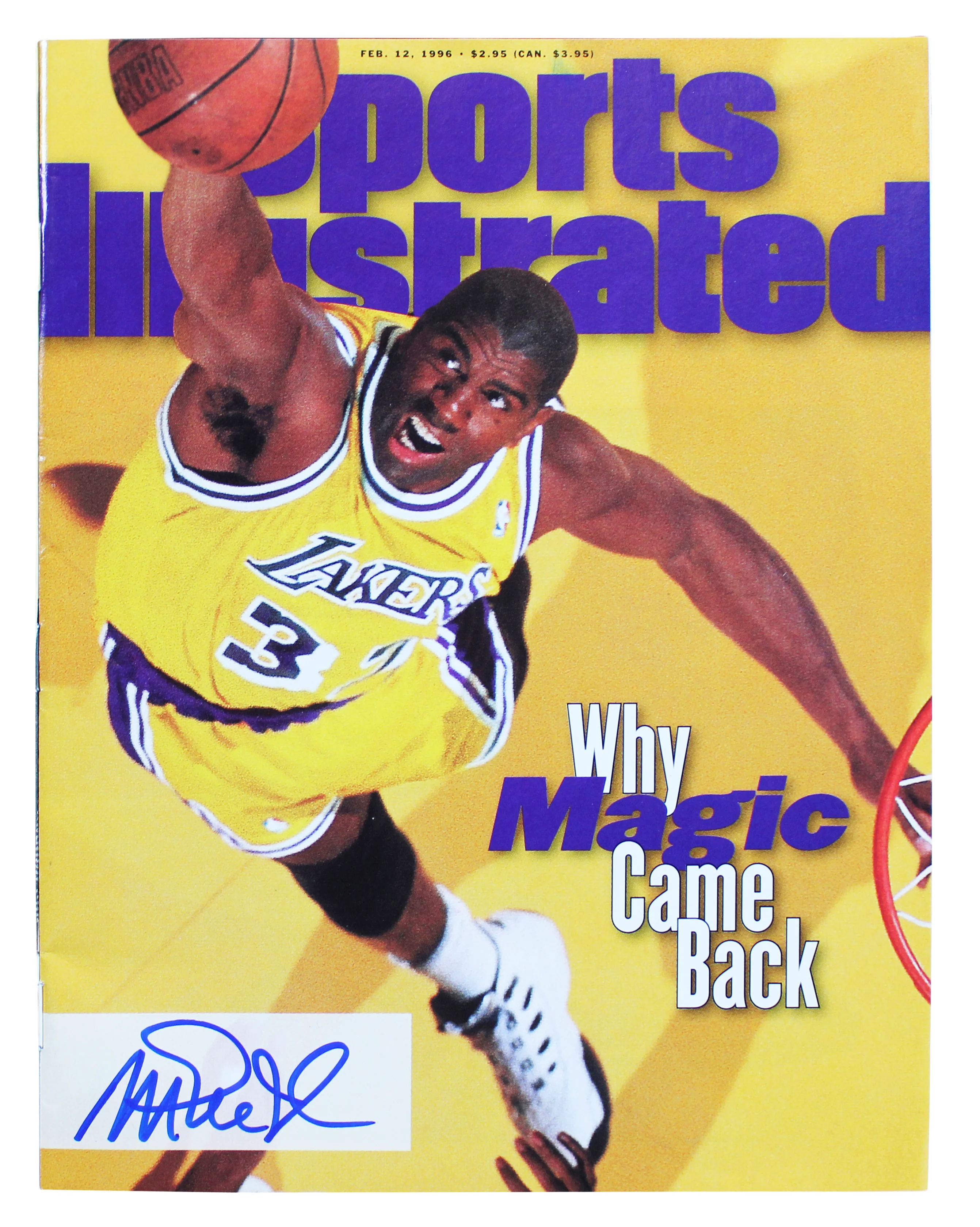 Lakers Magic Johnson Signed February 1996 Sports Illustrated Magazine BAS Wit - Image 2