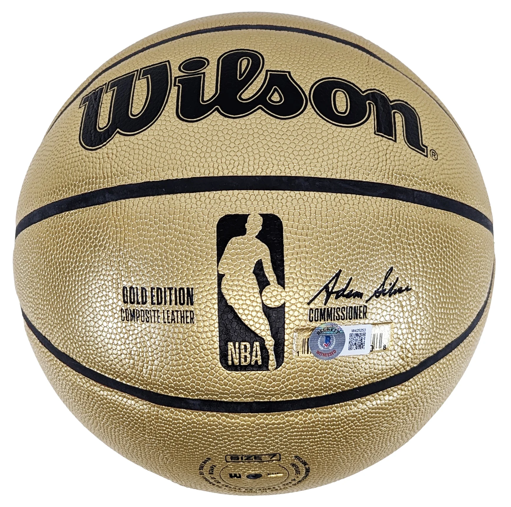 Lakers Magic Johnson Signed Gold Wilson 75th Anniversary Basketball BAS Witness - Image 3