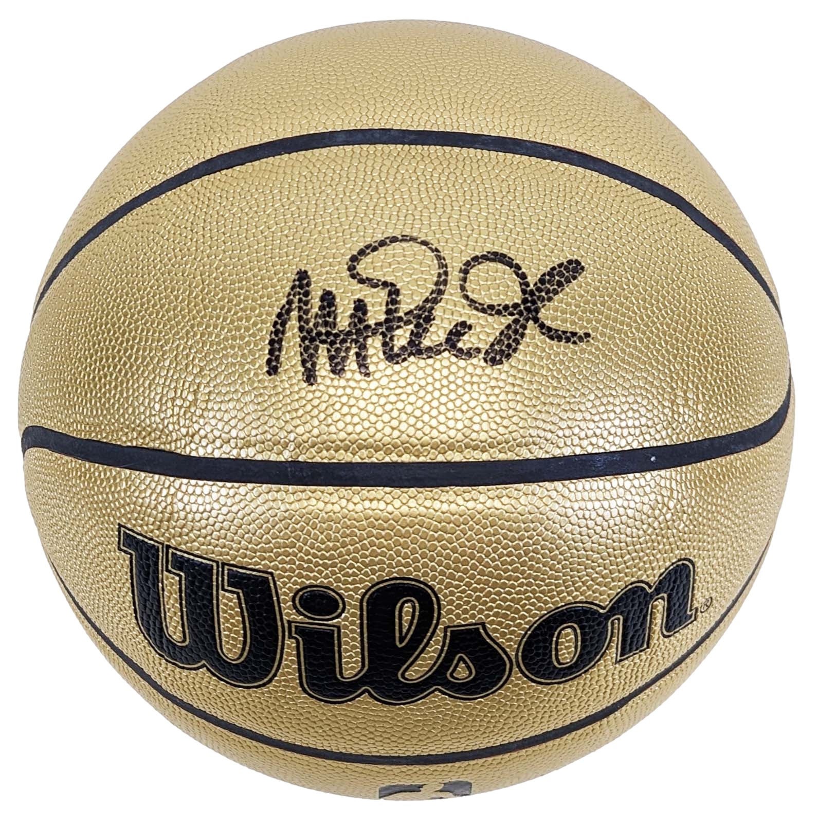 Lakers Magic Johnson Signed Gold Wilson 75th Anniversary Basketball w/case BAS W - Image 3