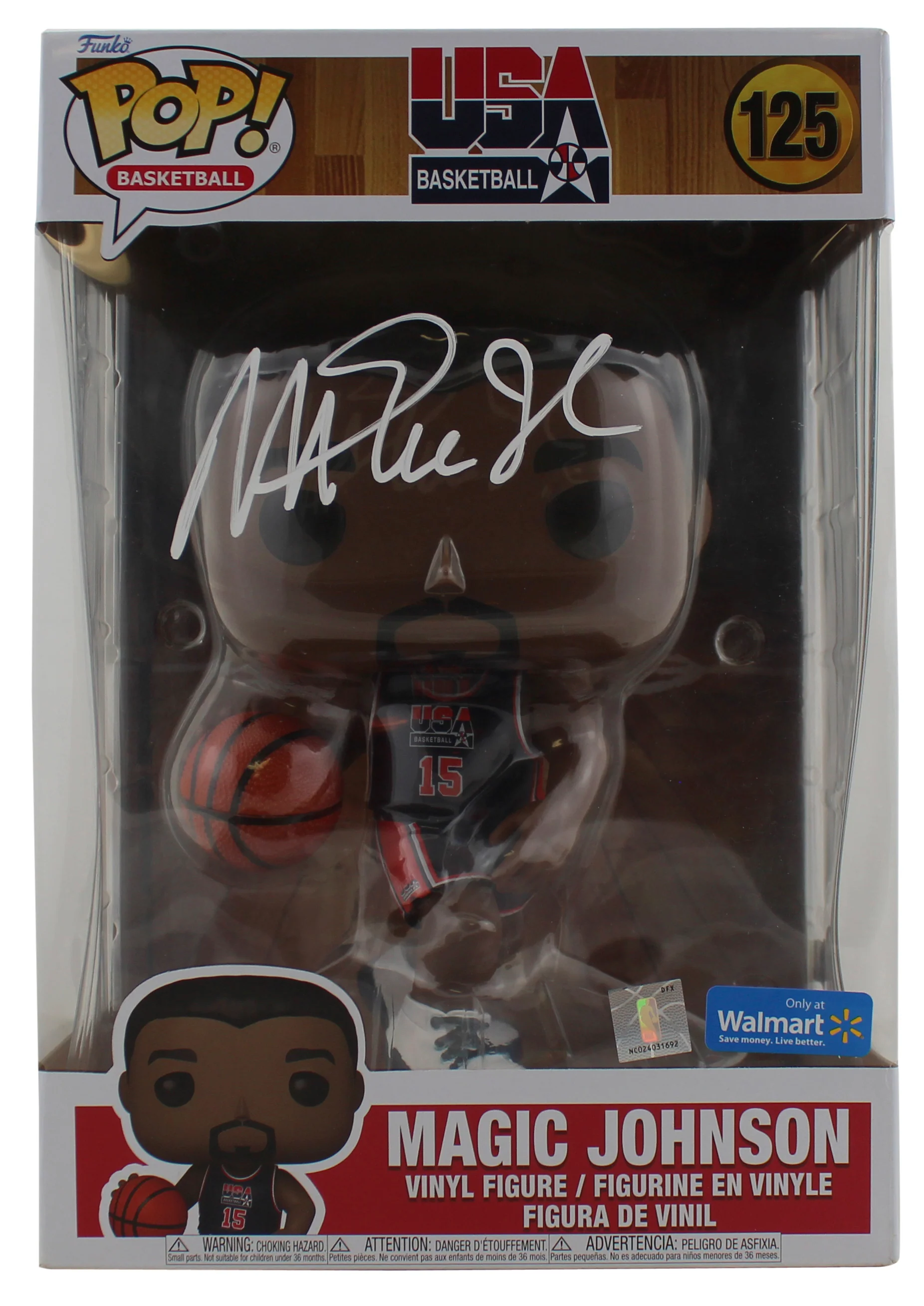 Lakers Magic Johnson Signed Jumbo USA Basketball Funko Pop Vinyl Figure BAS Wit - Image 2