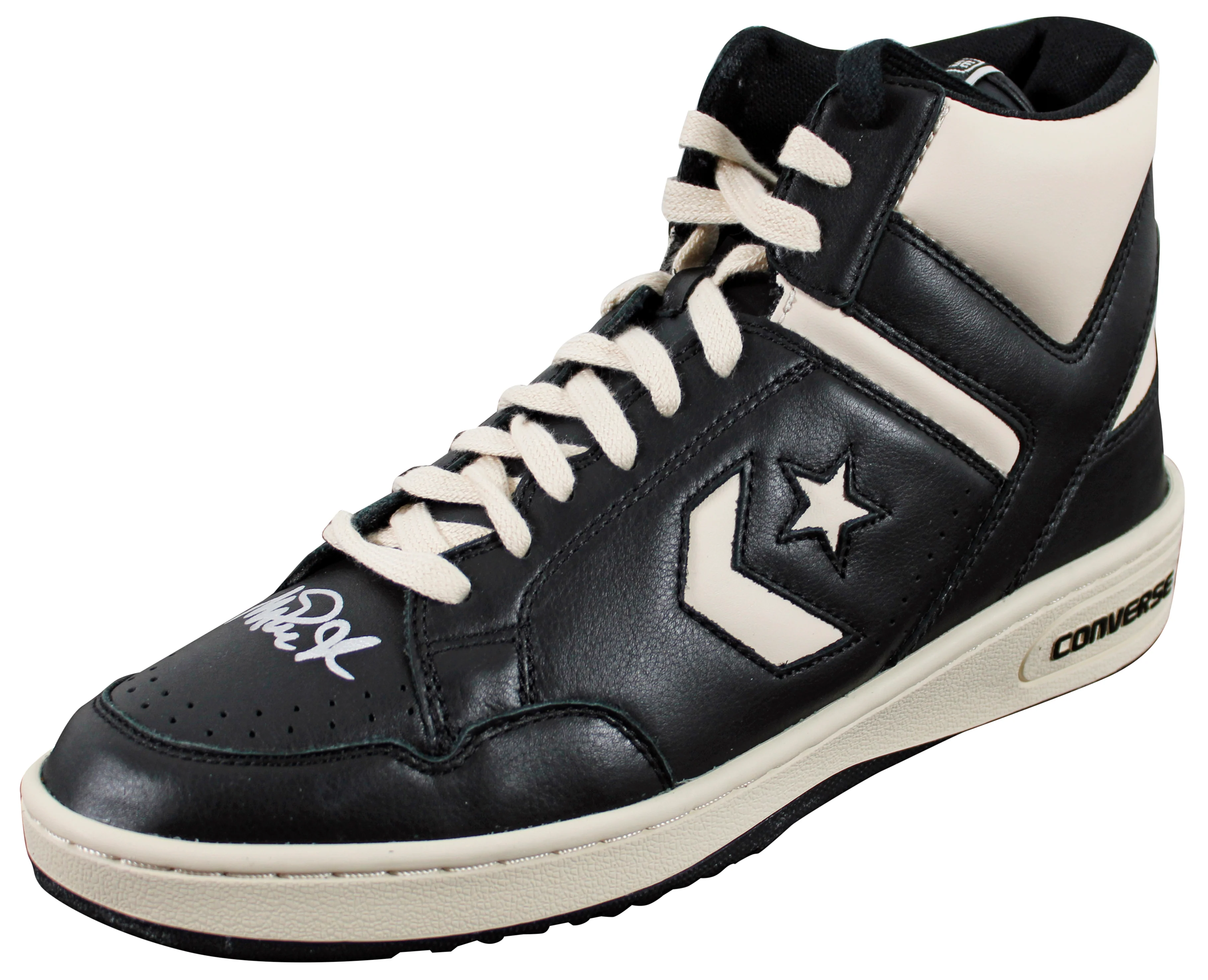 Lakers Magic Johnson Signed Left Black & White Converse Weapon Shoe BAS Wit 1 - Image 2