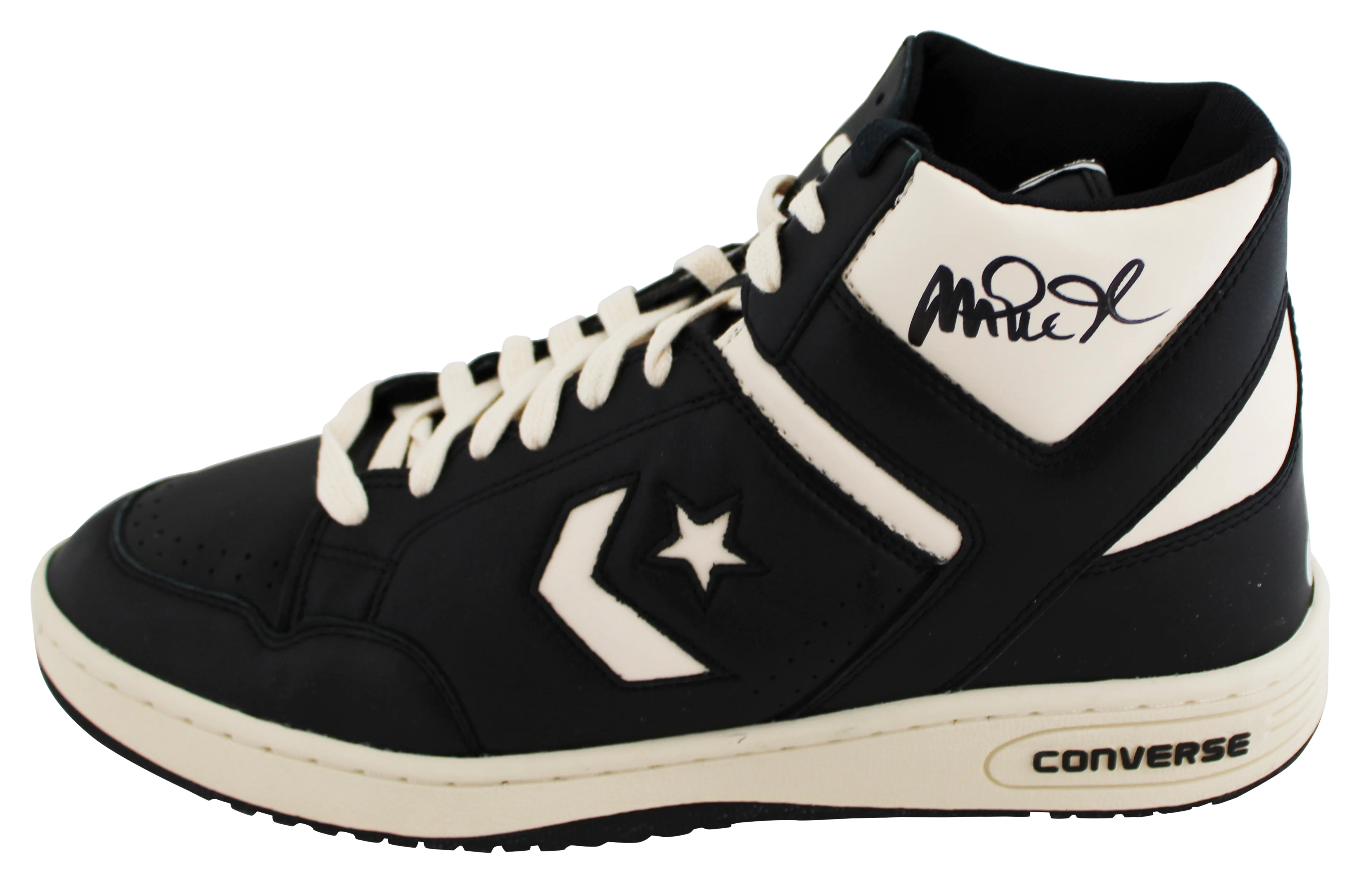 Lakers Magic Johnson Signed Left Black & White Converse Weapon Shoe BAS Wit 3 - Image 2