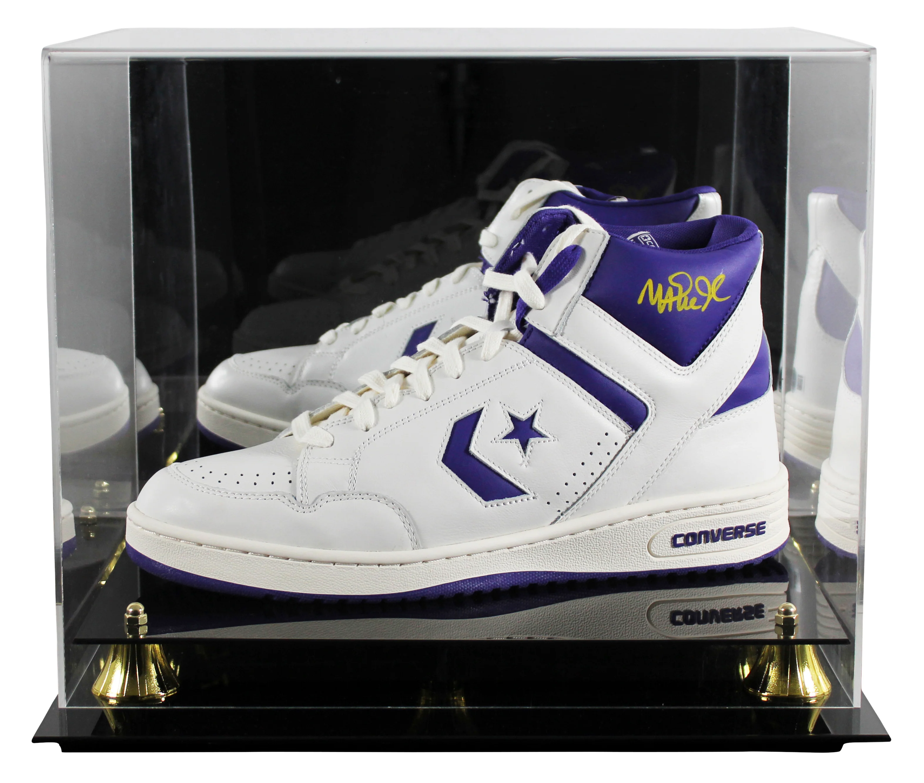 Lakers Magic Johnson Signed Left P&W Converse Weapon Shoe W/ Case BAS Witness 3 - Image 2