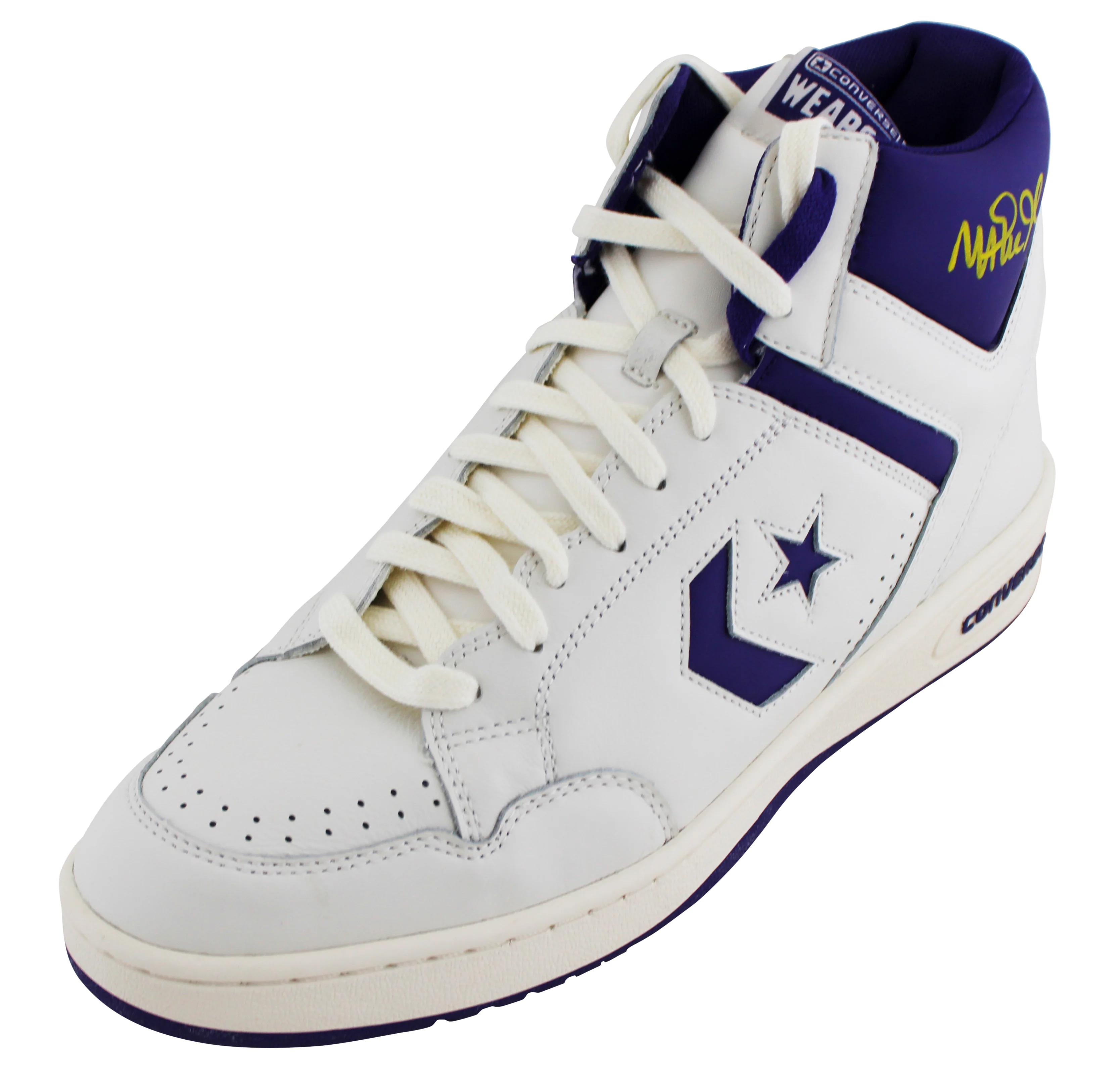 Lakers Magic Johnson Signed Left P&W Converse Weapon Shoe W/ Case BAS Witness 3 - Image 5