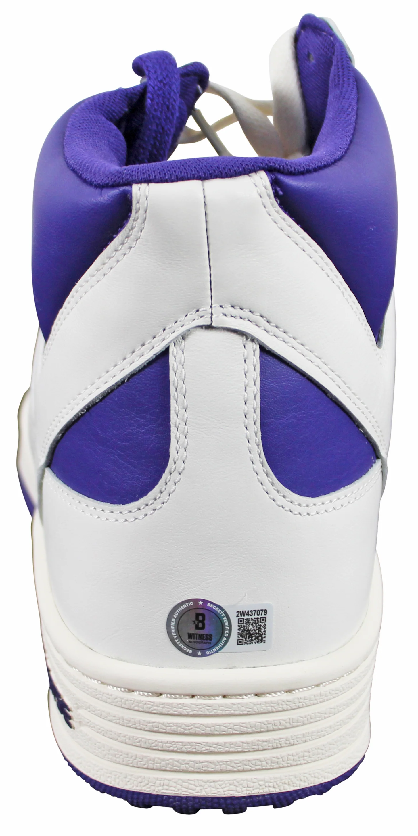 Lakers Magic Johnson Signed Left Purple & White Converse Weapon Shoe BAS Wit 2 - Image 7